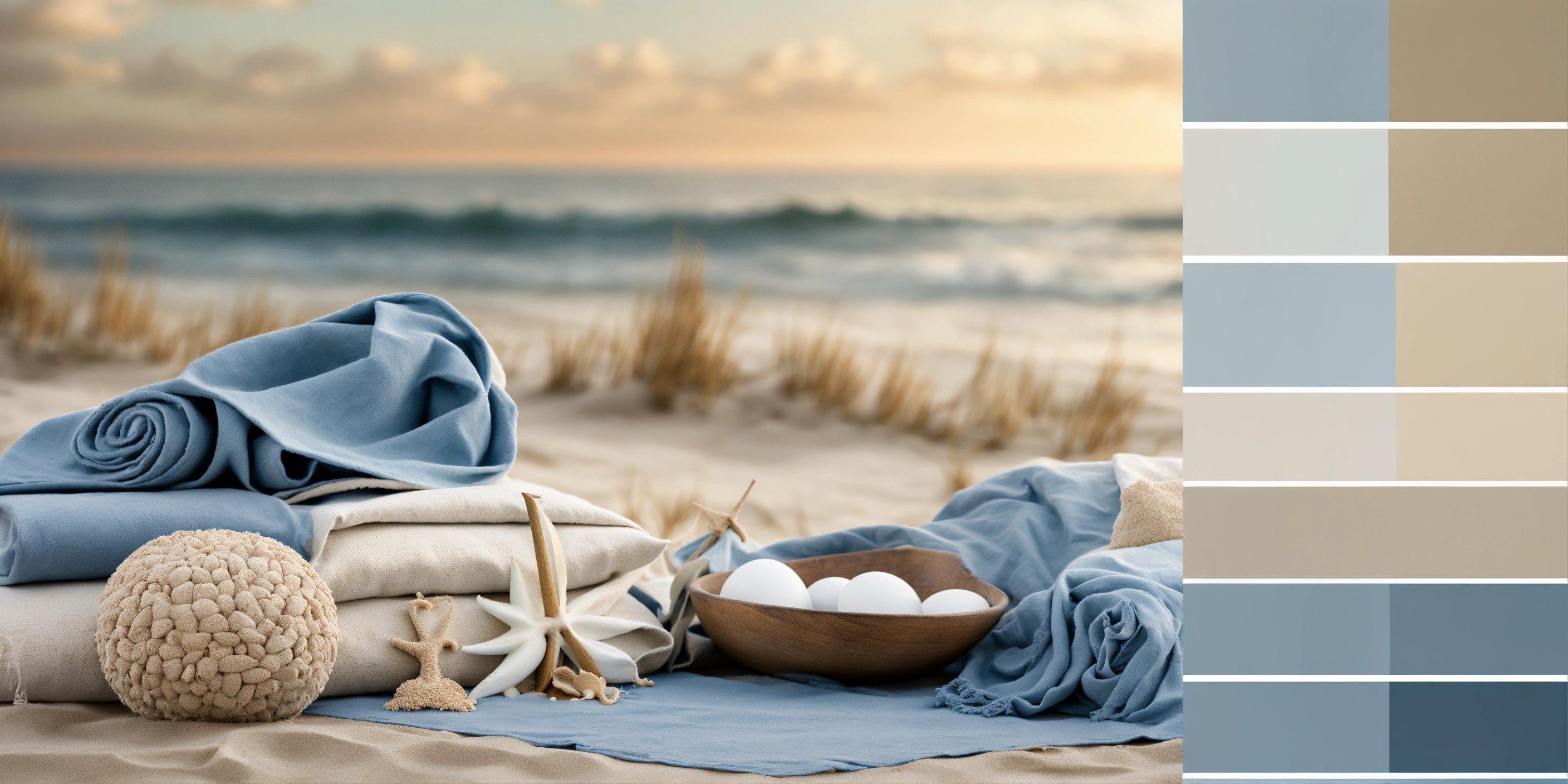 A Beach Scene With A Blanket And A Bowl Of Sand