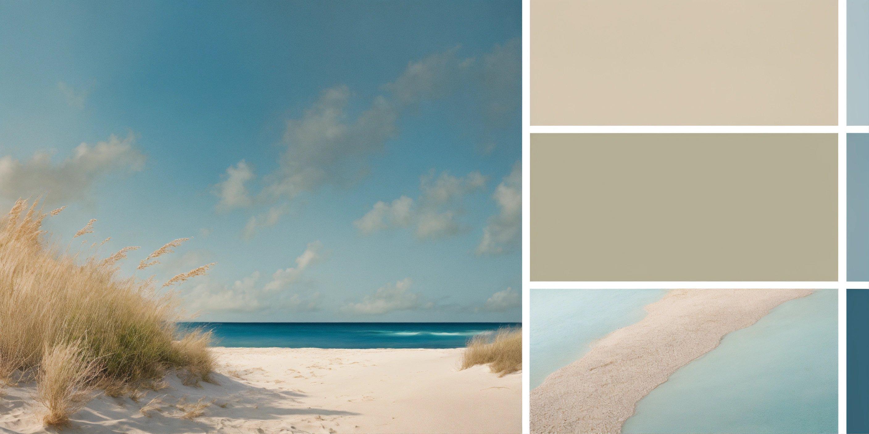 A Beach Scene With A Few Different Shades Of Blue