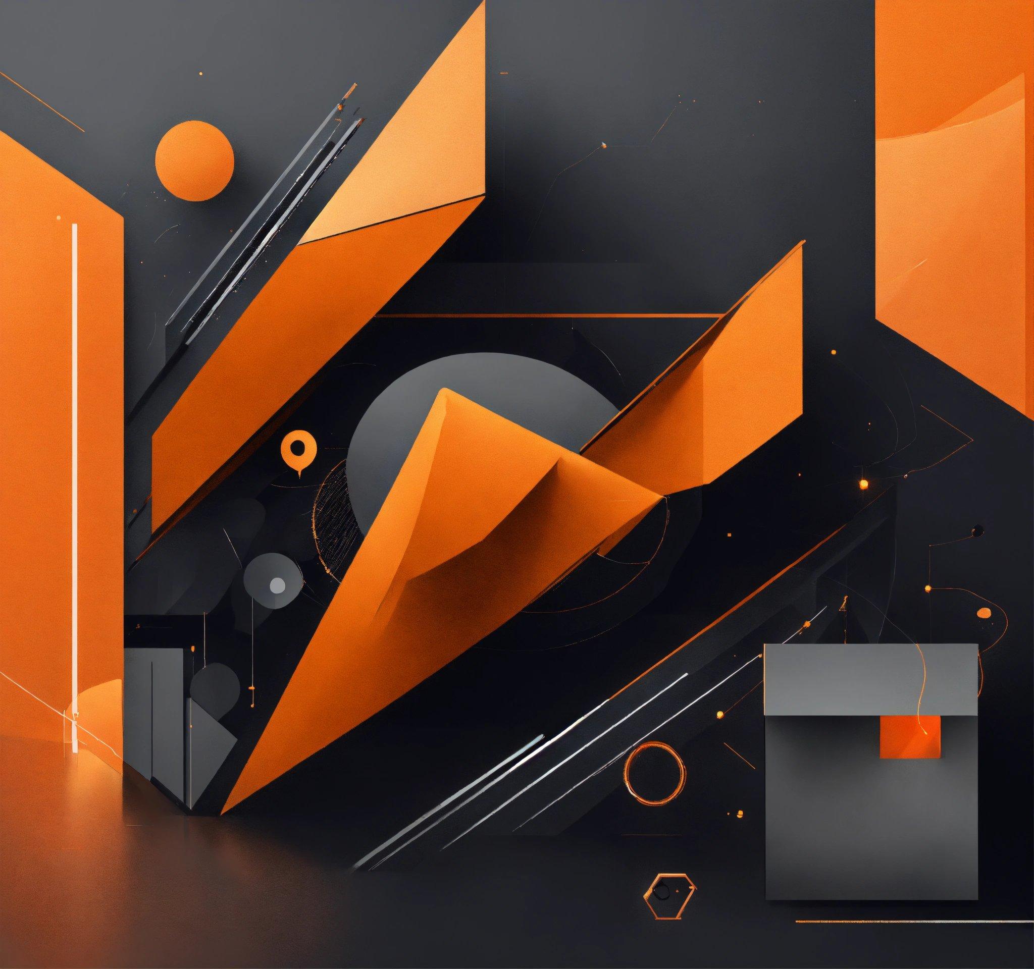 A Black And Orange Abstract Background With Geometric Shapes