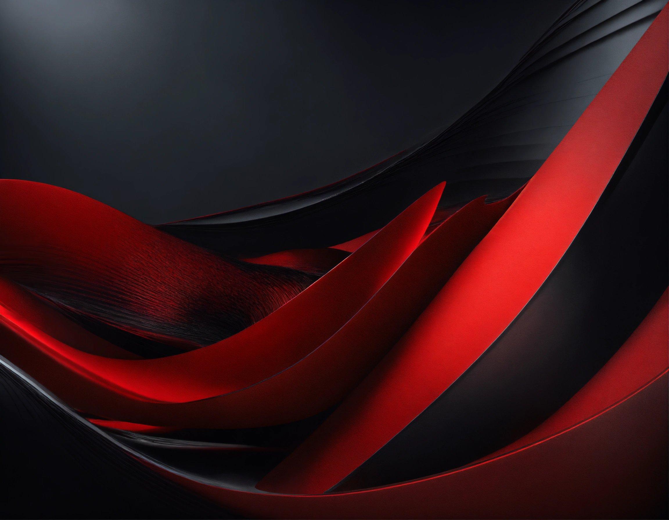 A Black And Red Abstract Background With Curves