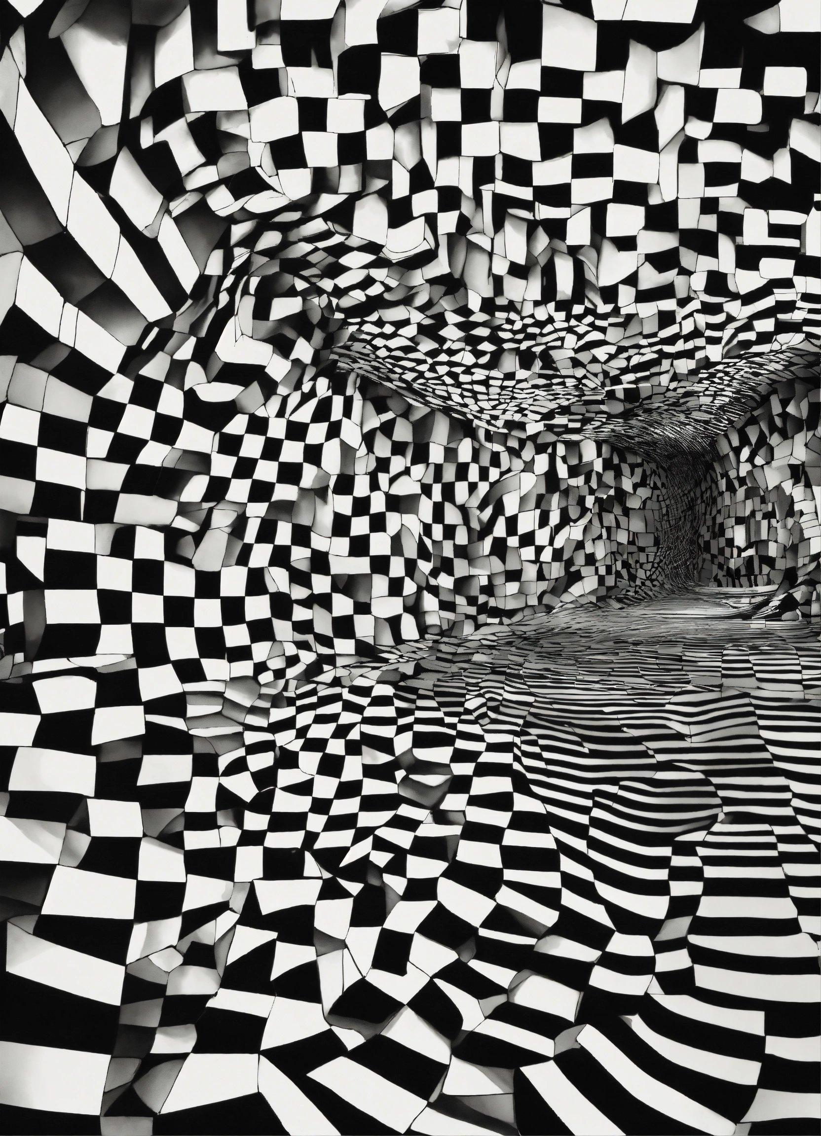 A Black And White Photo Of A Distorted Wall