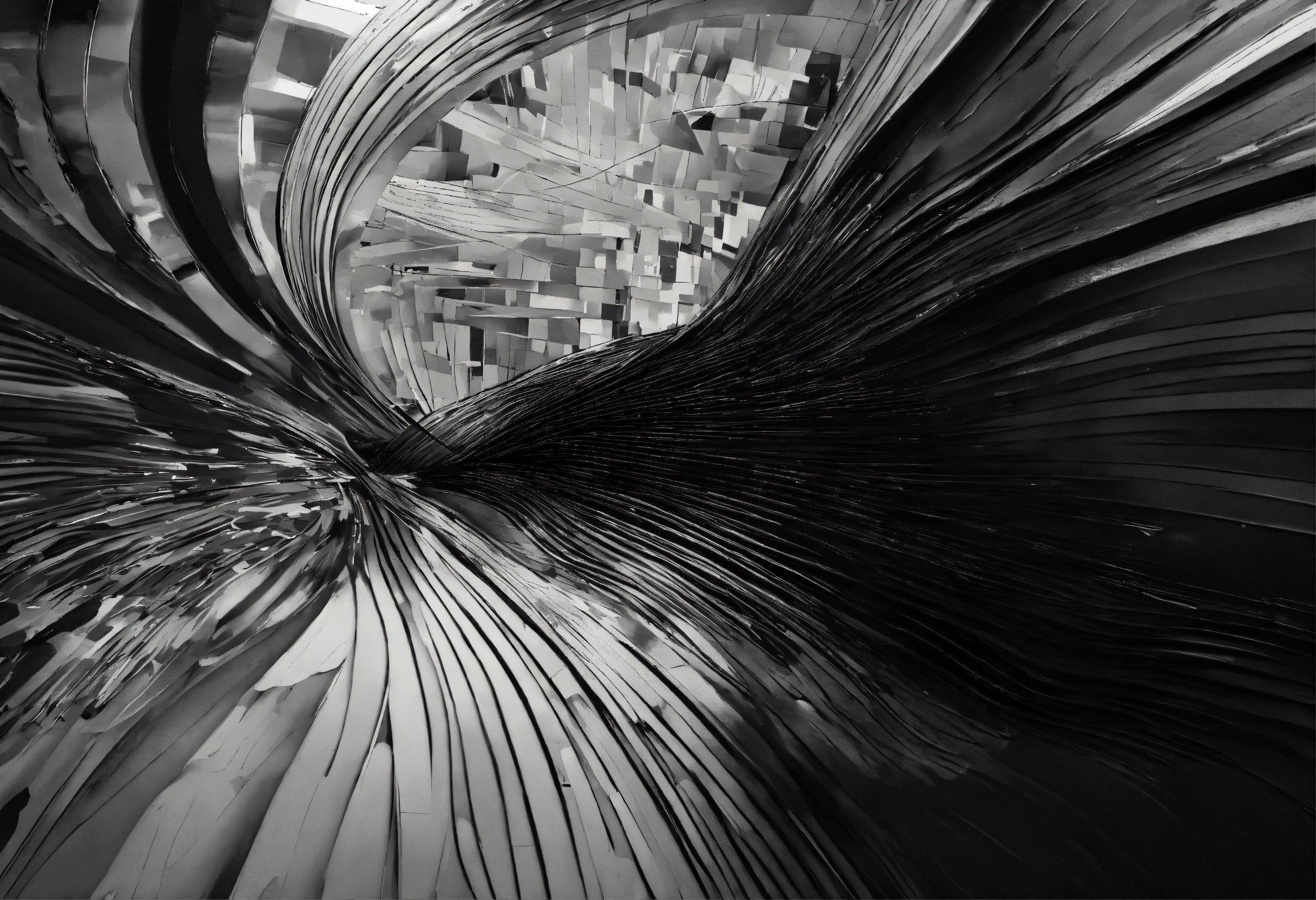 A Black And White Photo Of An Abstract Sculpture