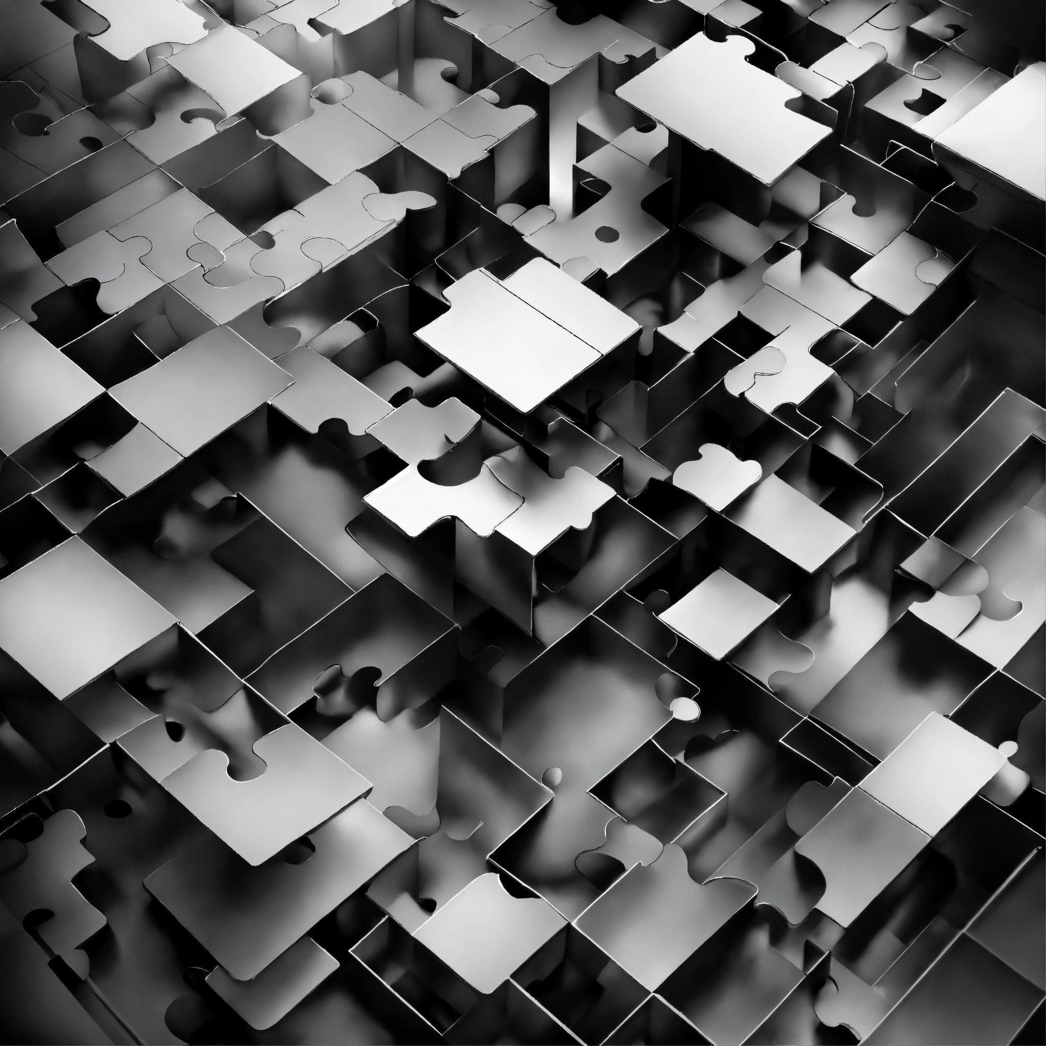 A Black And White Photo Of Puzzle Pieces