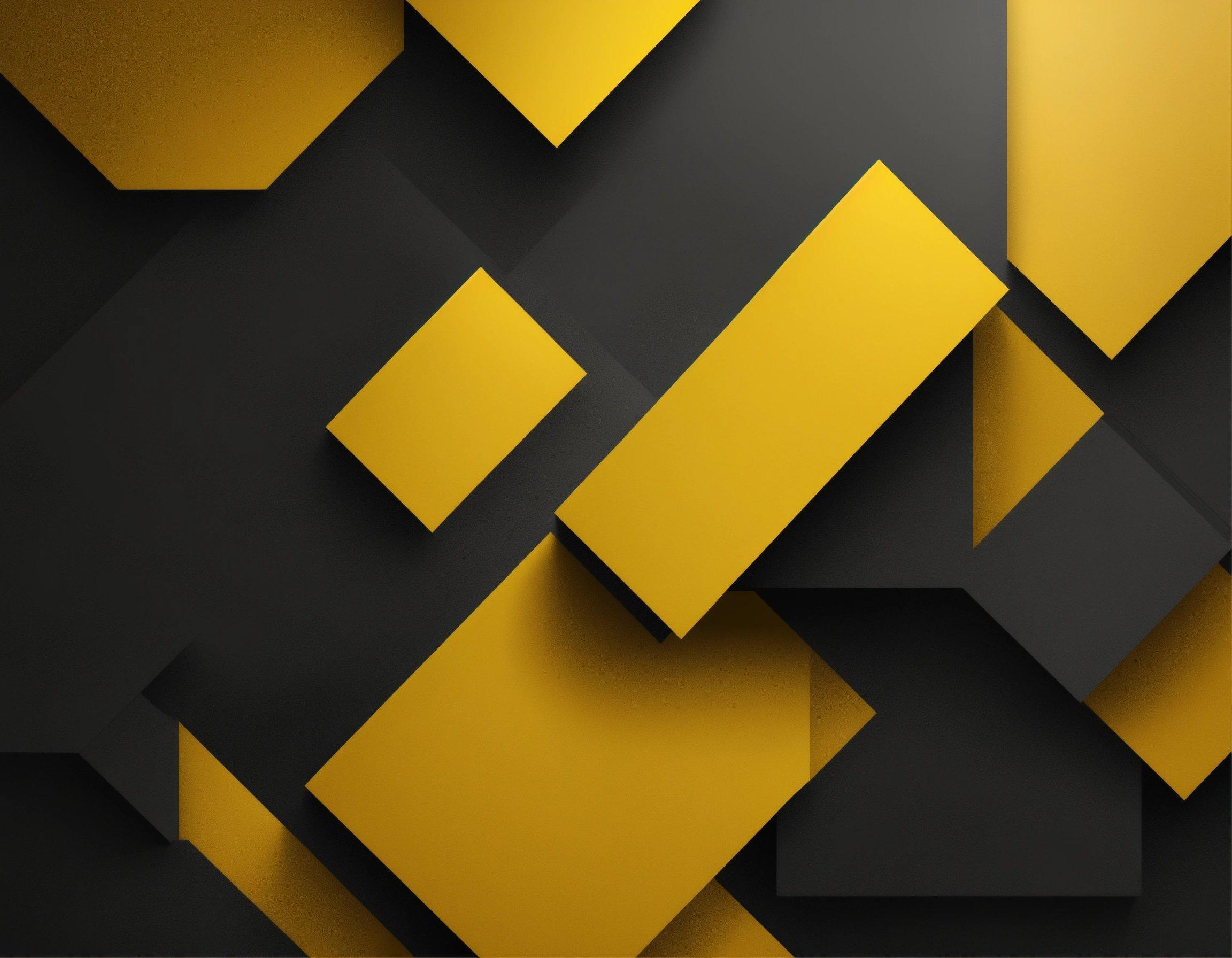 A Black And Yellow Background With Squares And Rectangles