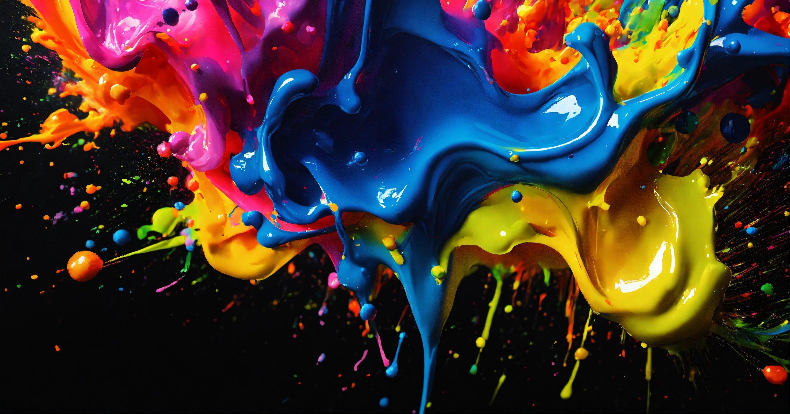 A Black Background With Colorful Paint Splashing On It