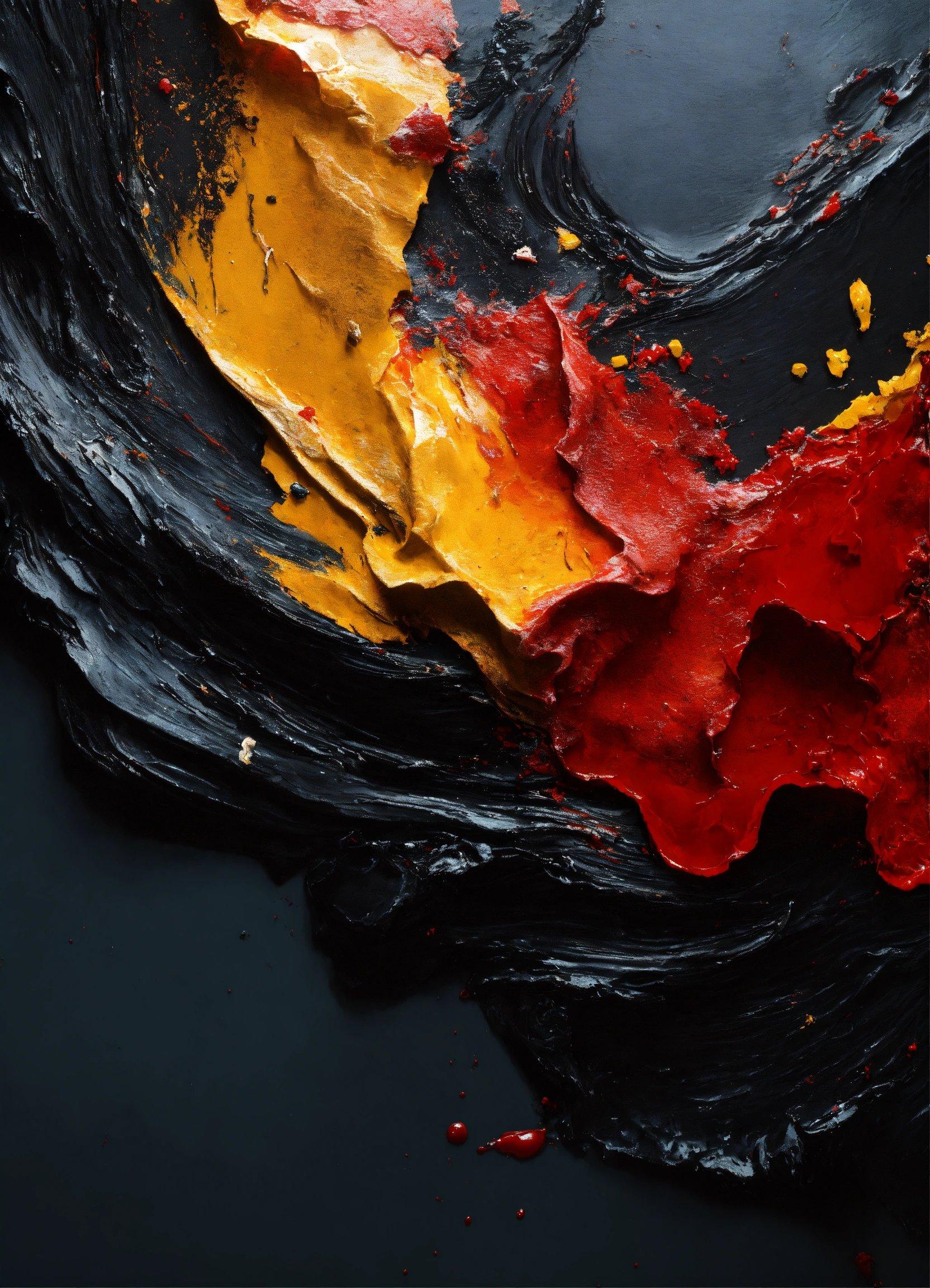 A Black, Yellow, And Red Abstract Painting