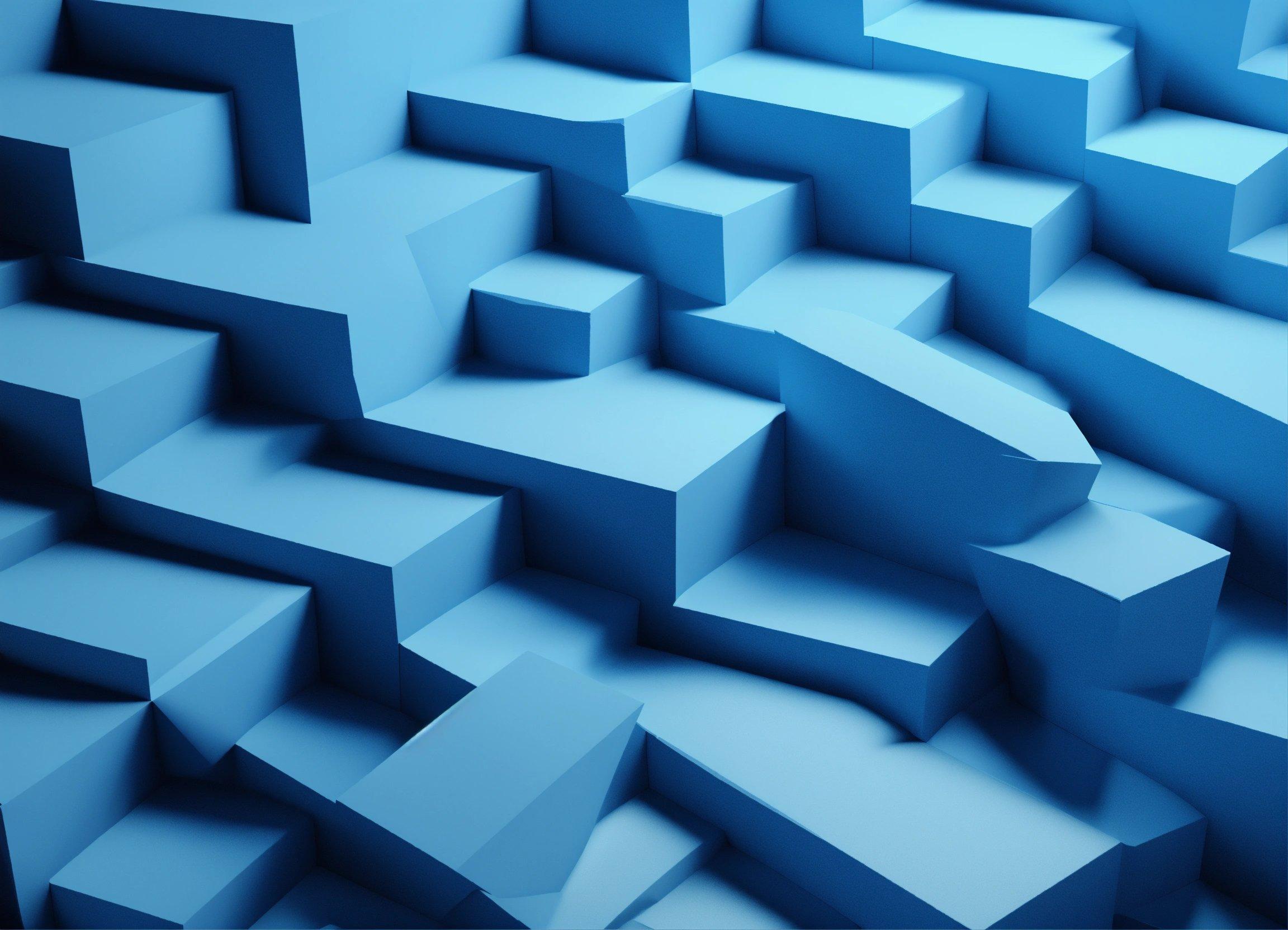 A Blue Abstract Background With A Lot Of Cubes