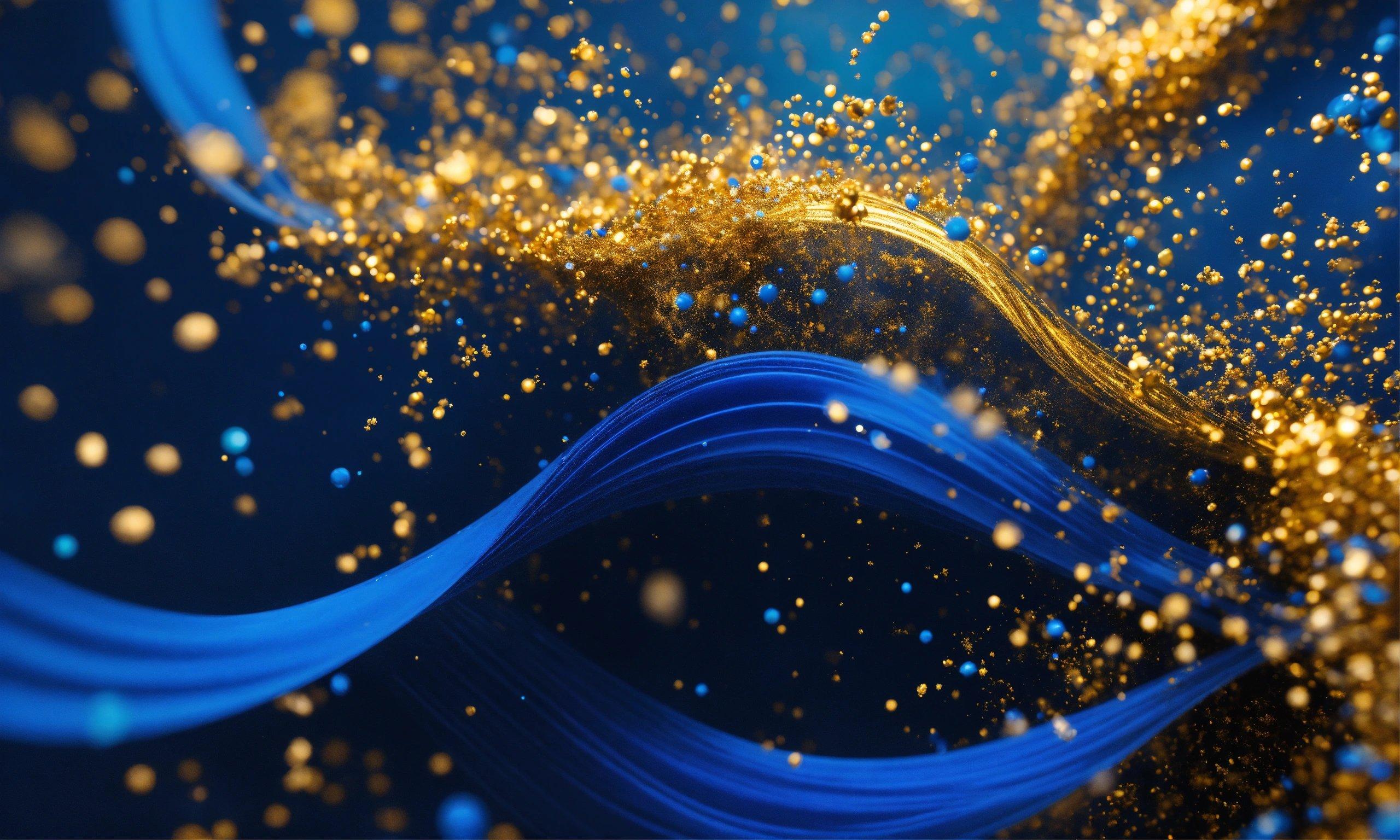 A Blue And Gold Abstract Background With Gold Dust