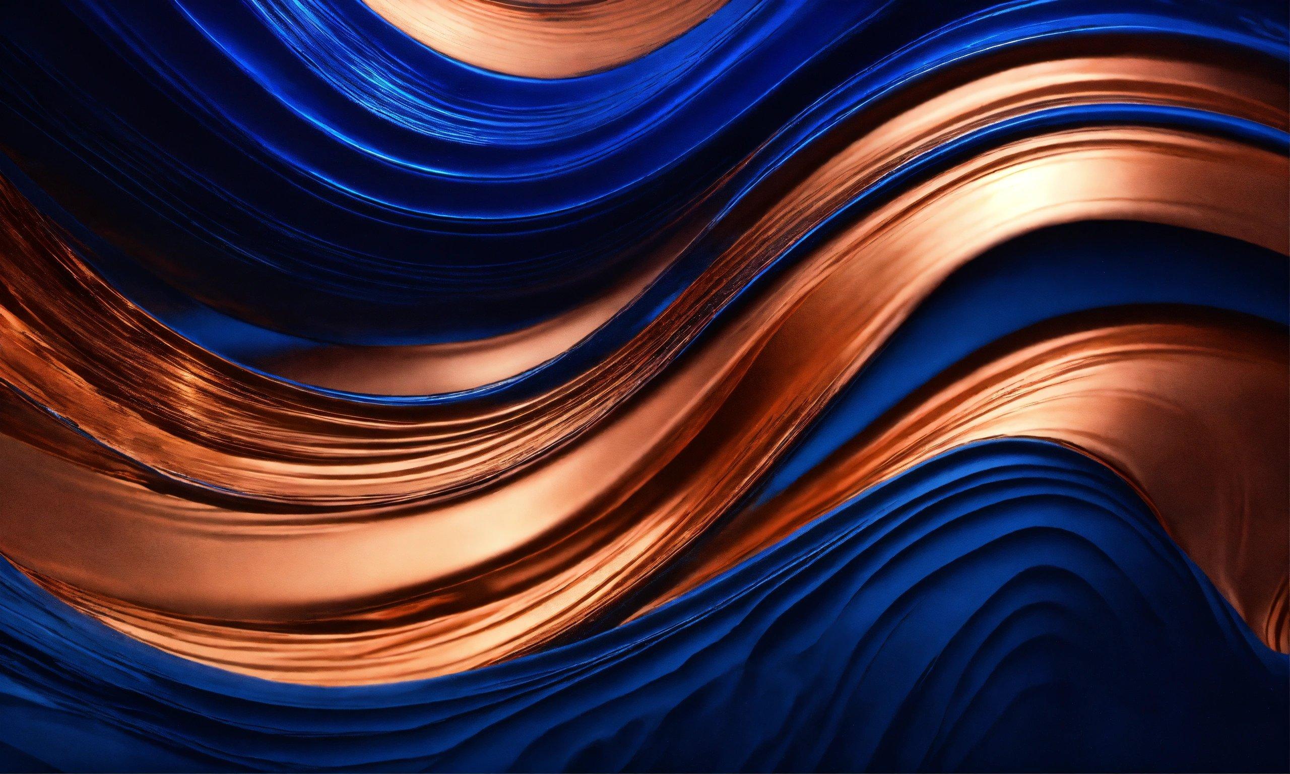 A Blue And Gold Background With Wavy Lines