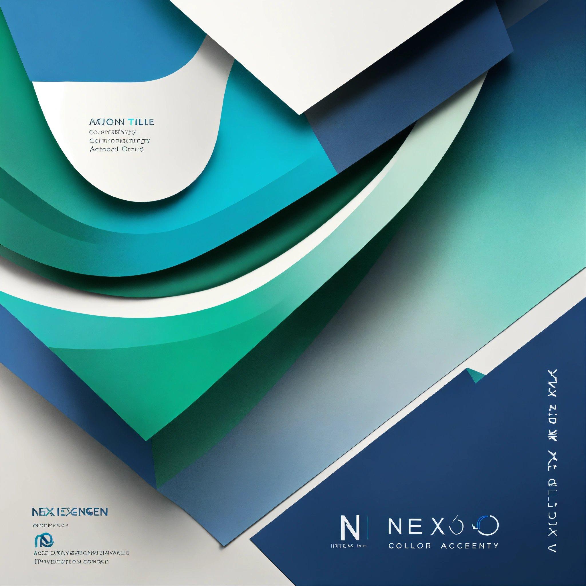 A Blue And Green Brochure With A Curved Design