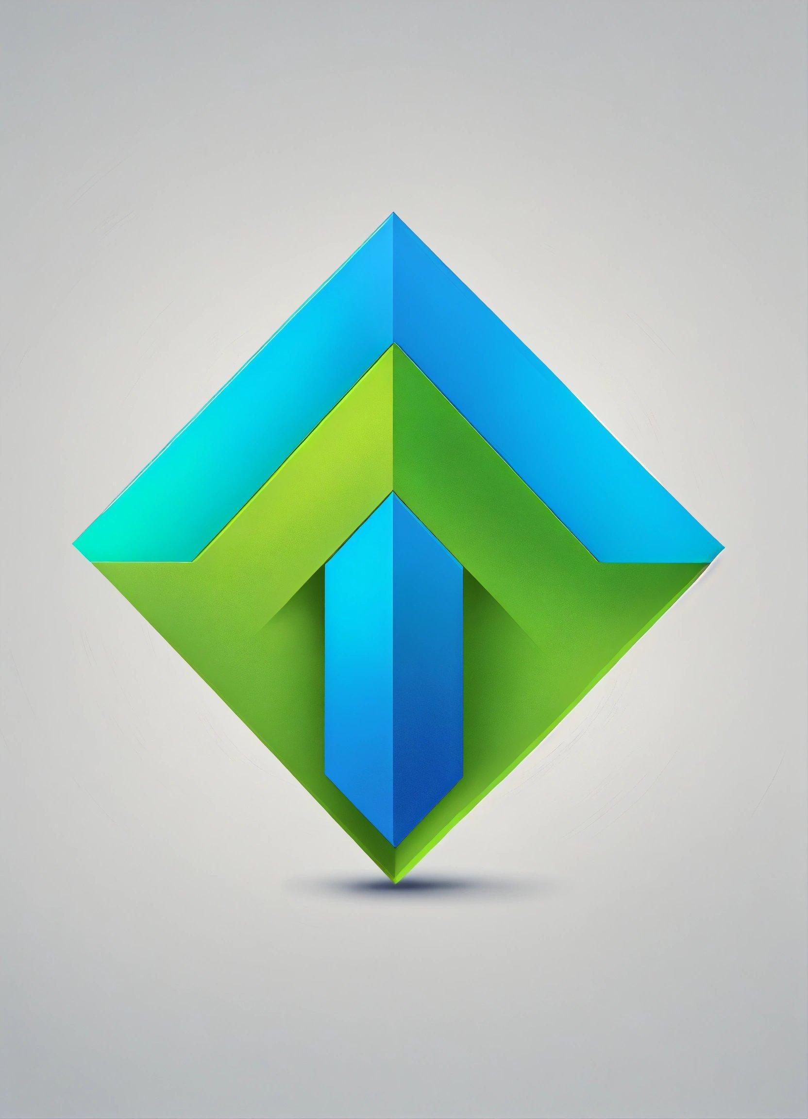 A Blue And Green Square Shaped Object On A Gray Background