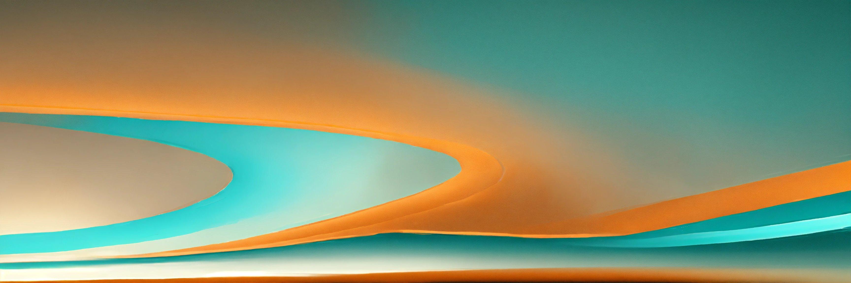 A Blue And Orange Abstract Background With Curves