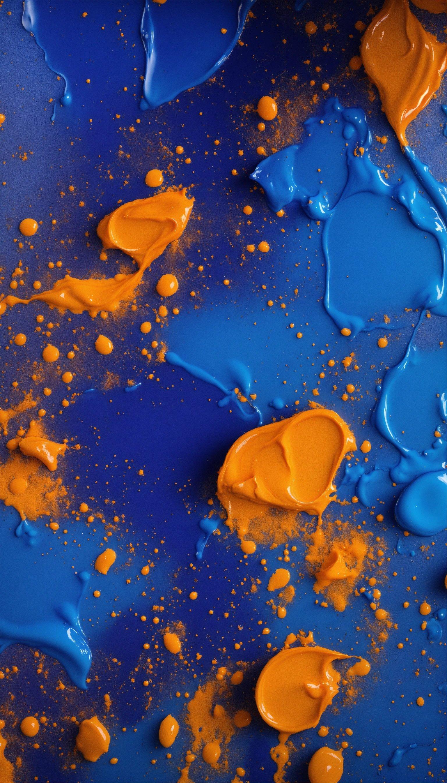 A Blue And Orange Paint Mixing Together