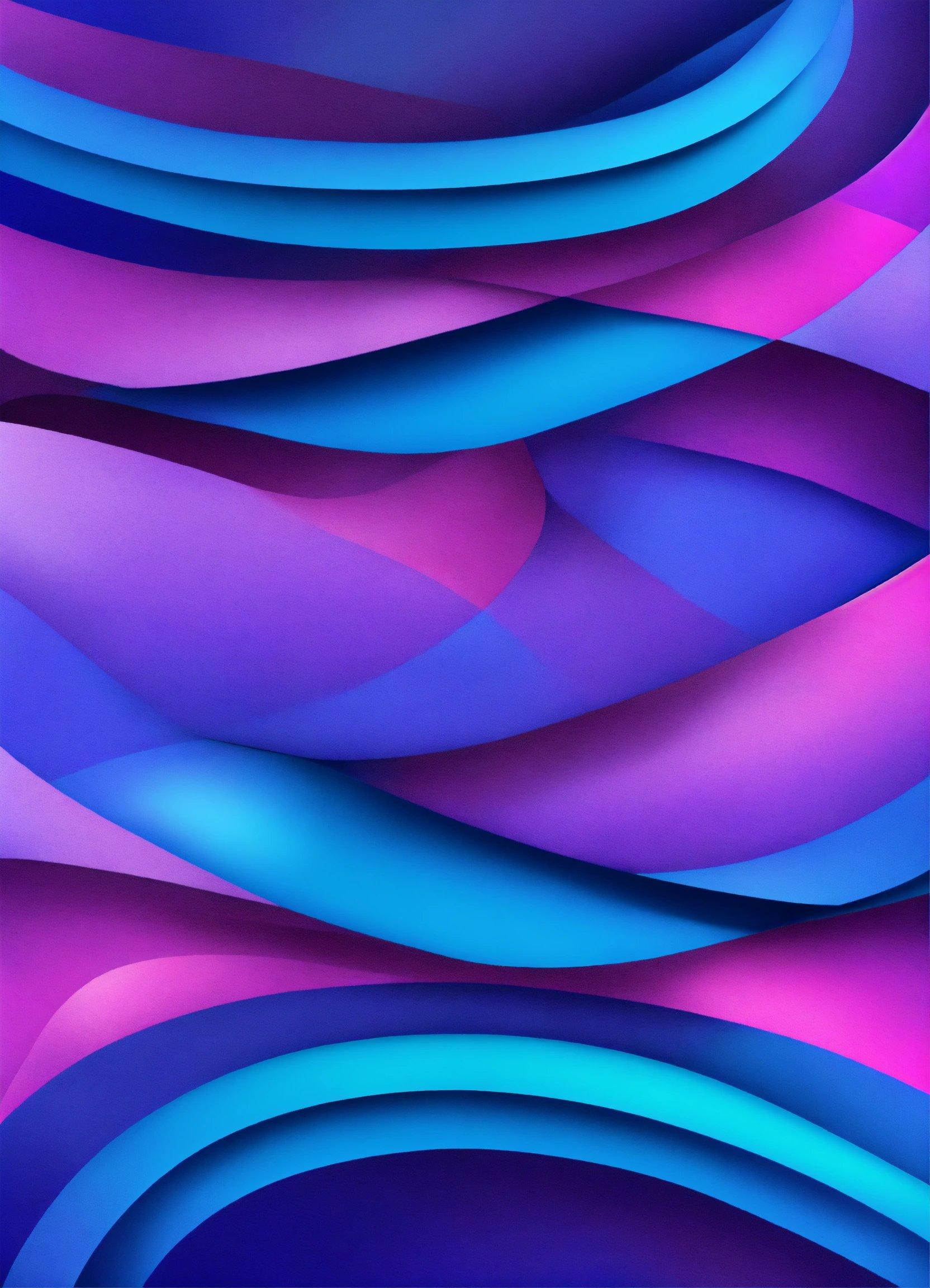 A Blue And Pink Abstract Background With Curved Shapes