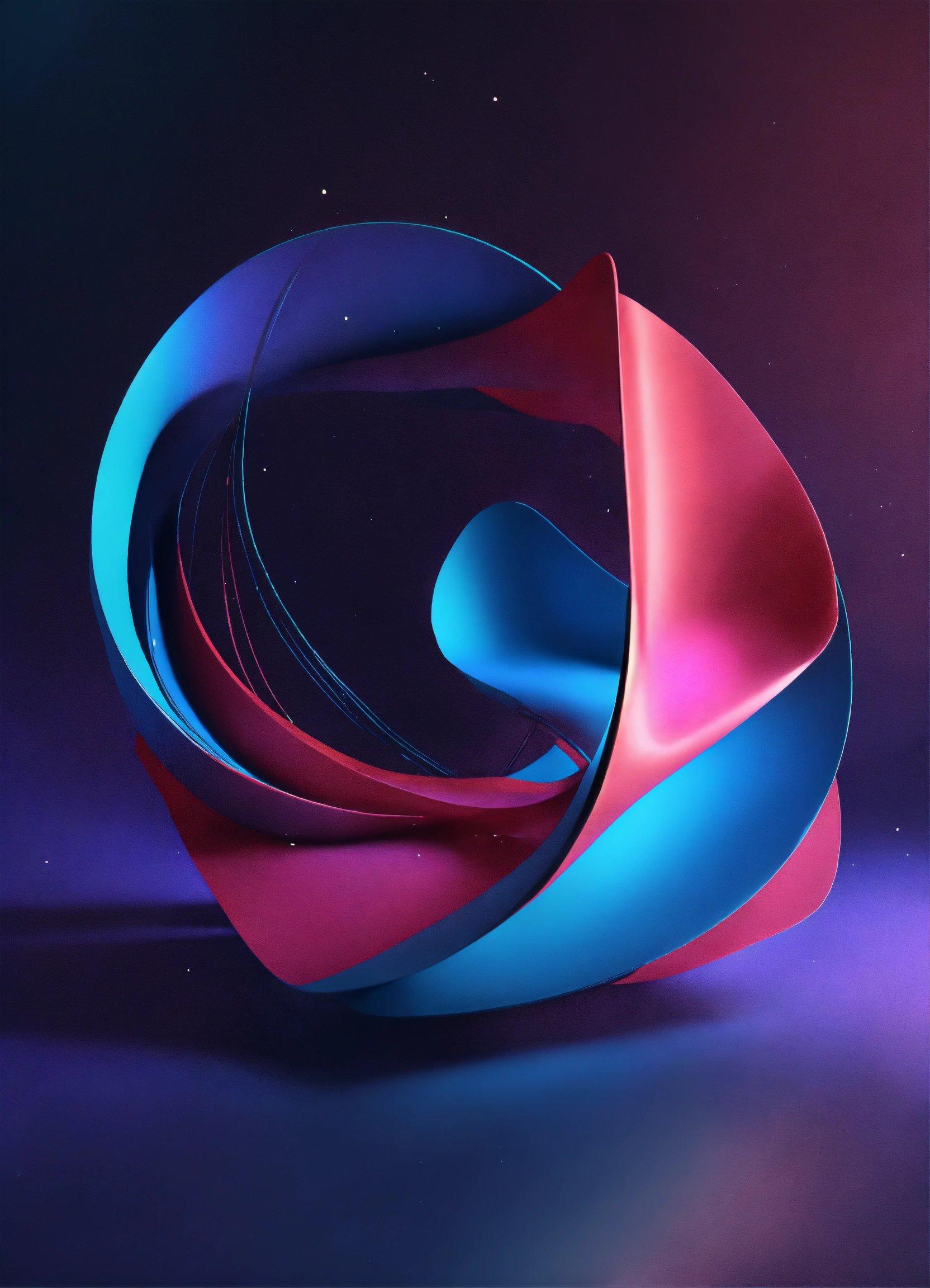 A Blue And Red Sculpture On A Purple Background