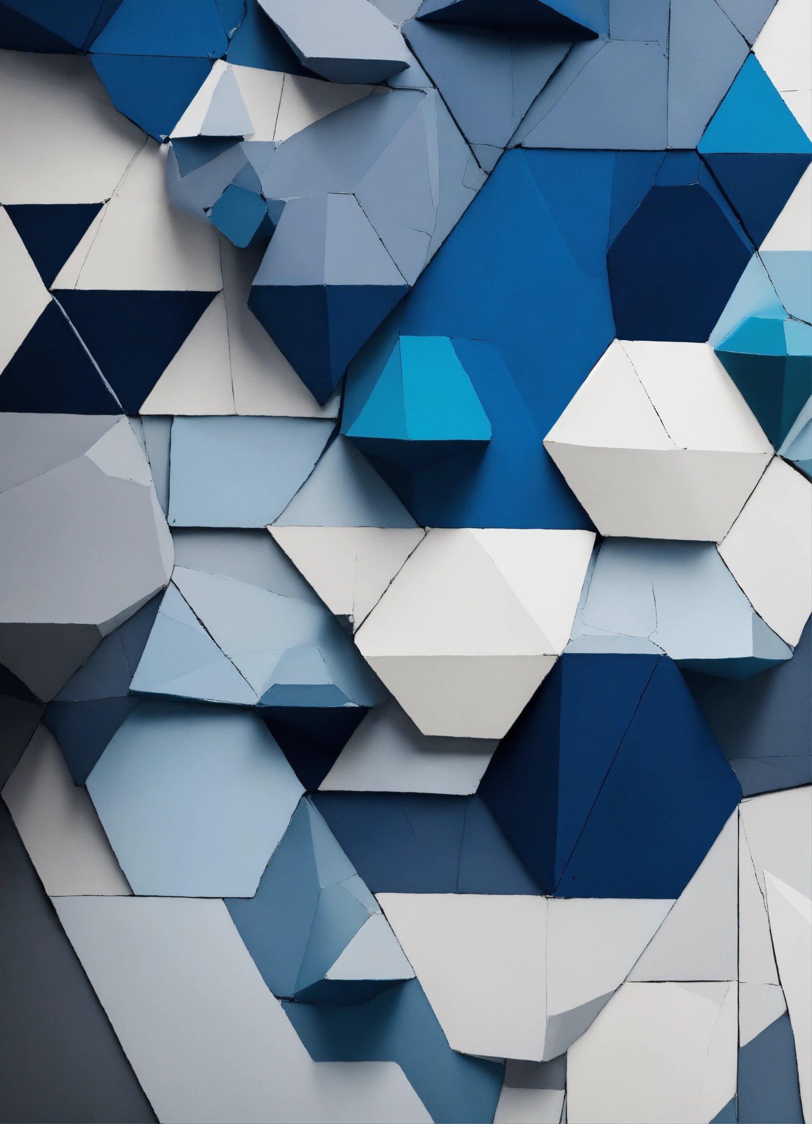 A Blue And White Abstract Wallpaper With Geometric Shapes