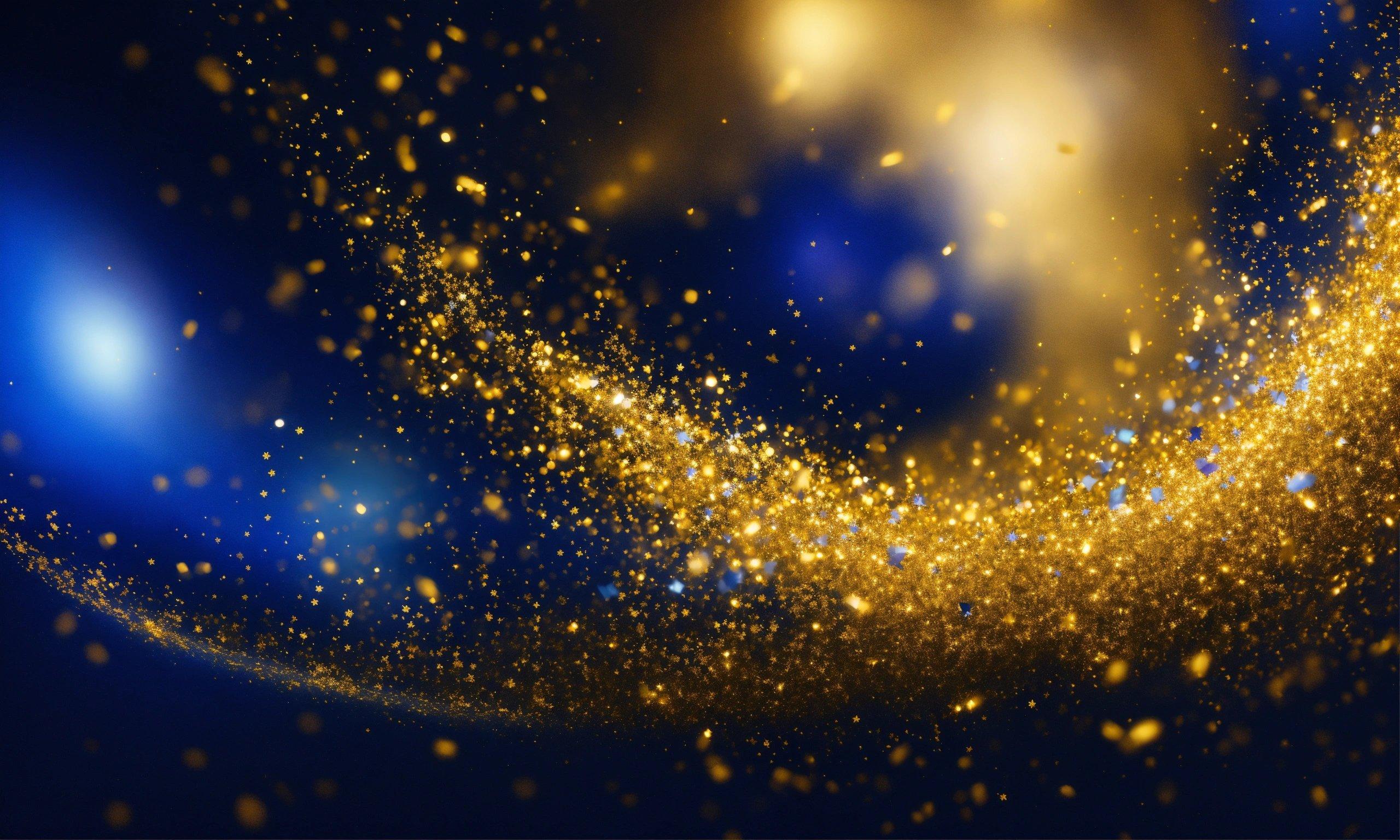 A Blue And Yellow Background With Gold Dust