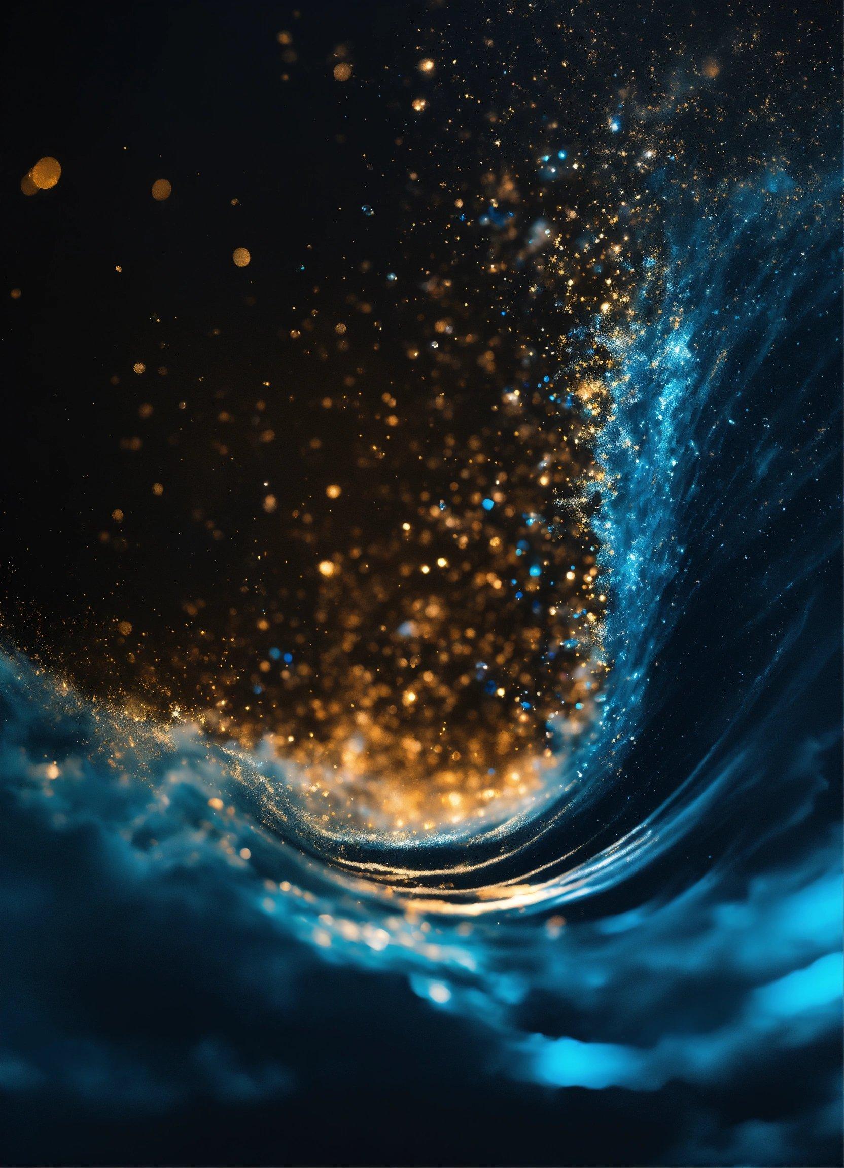 A Blue Wave With Gold Dust In The Middle Of It