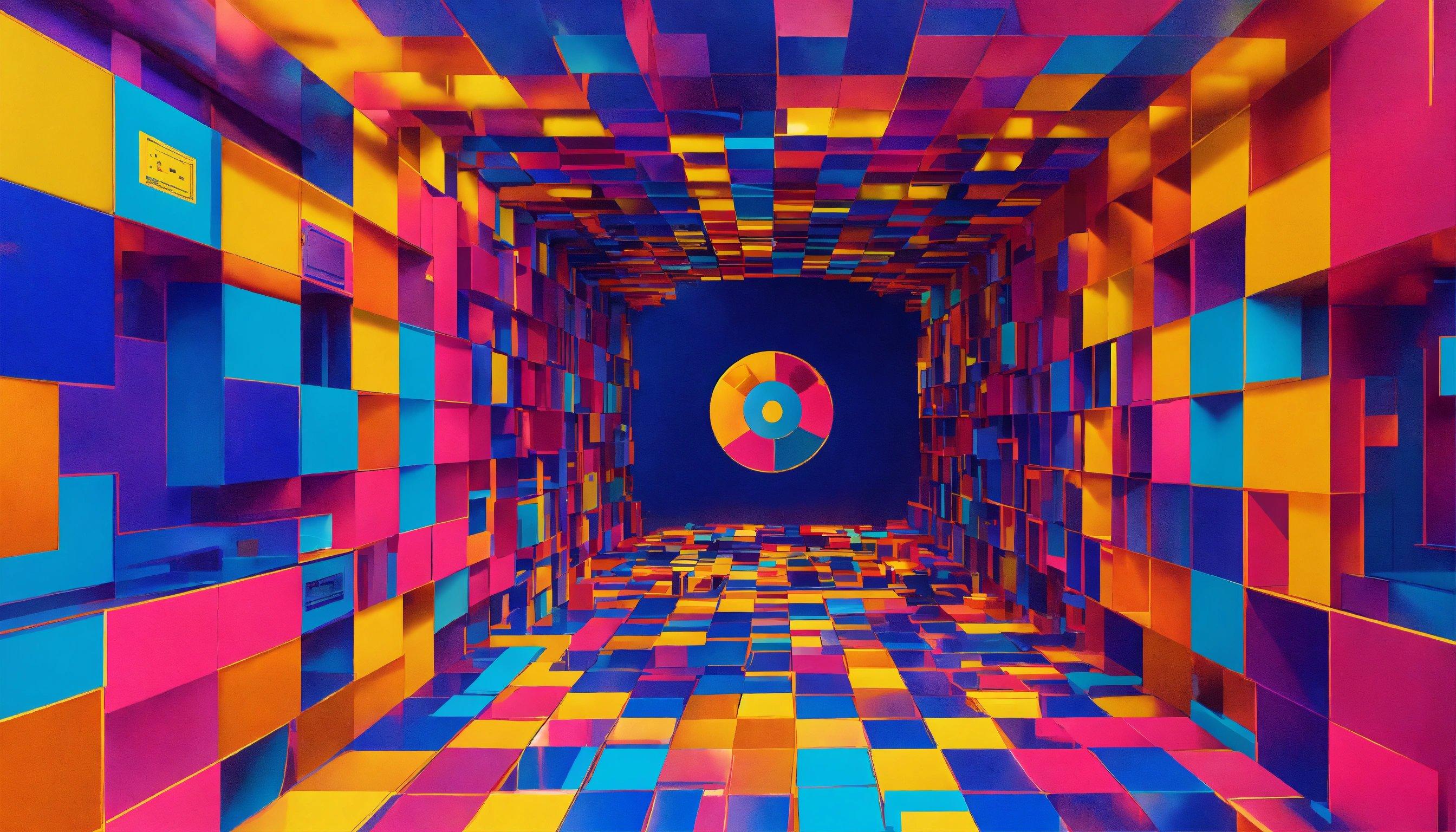 A Brightly Colored Room With A Circular In The Center