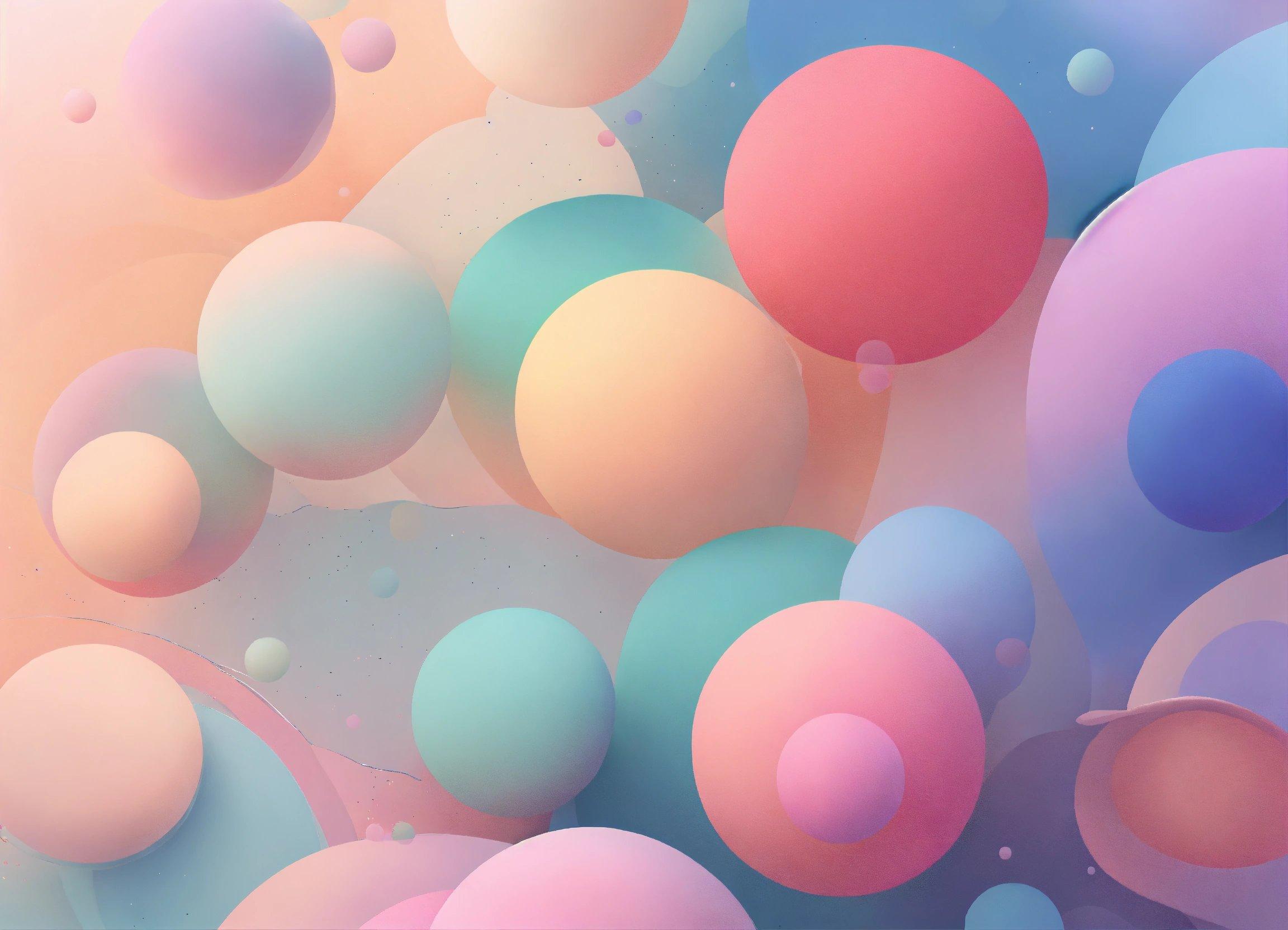 A Bunch Of Colorful Balls Floating In The Air