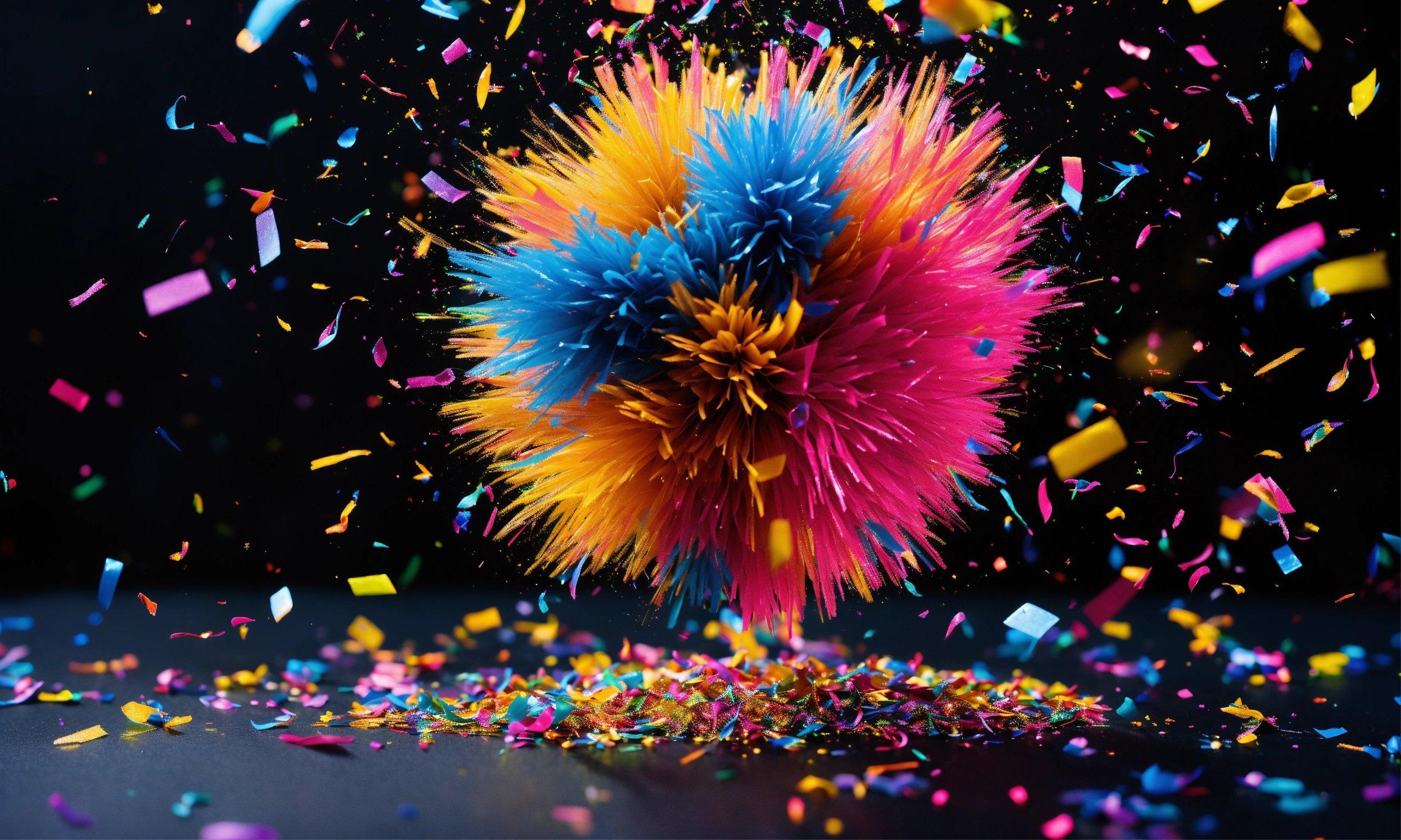 A Bunch Of Colorful Confetti Sprinkles On A Black Background