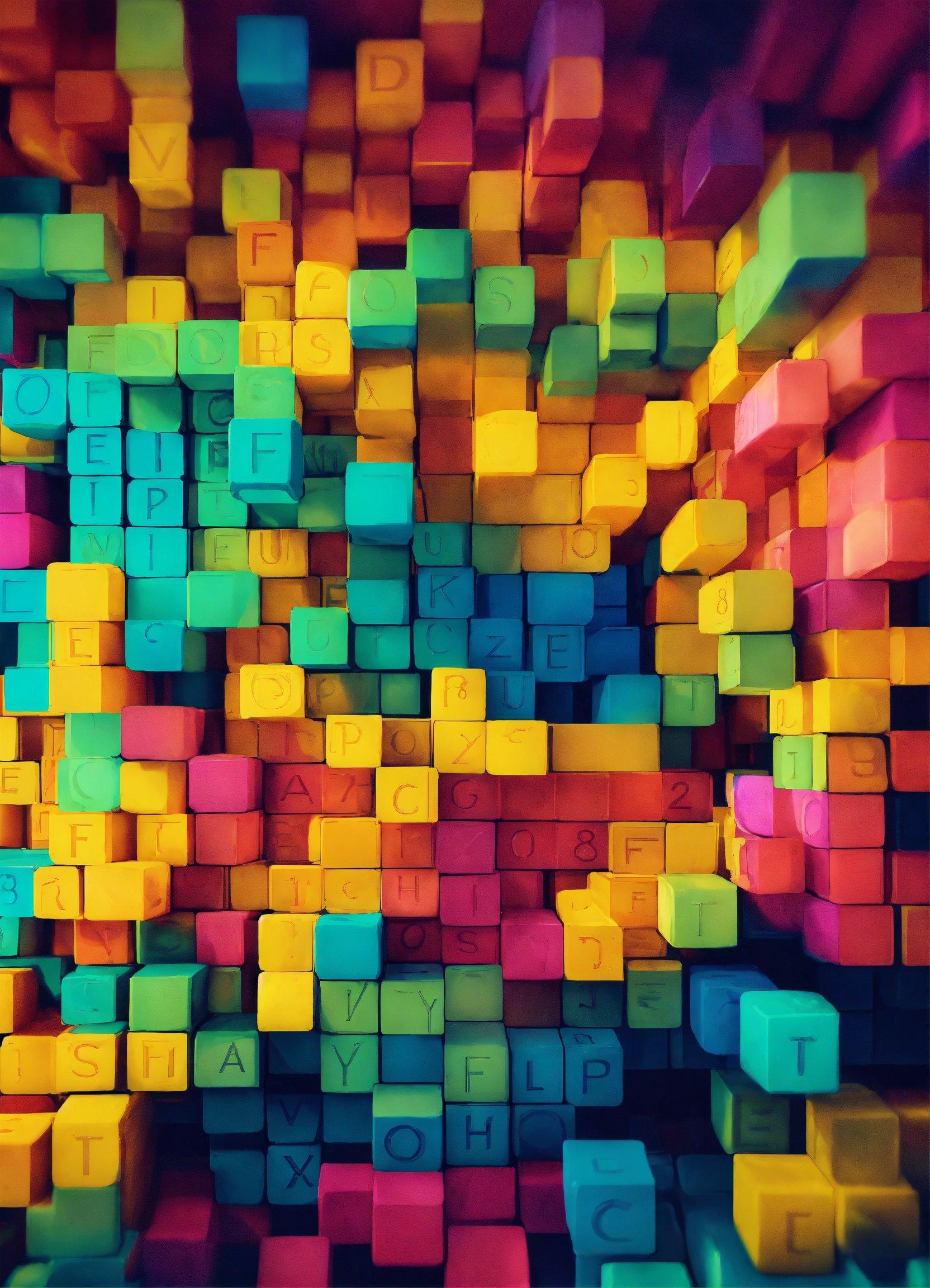 A Bunch Of Colorful Cubes That Are Stacked Together