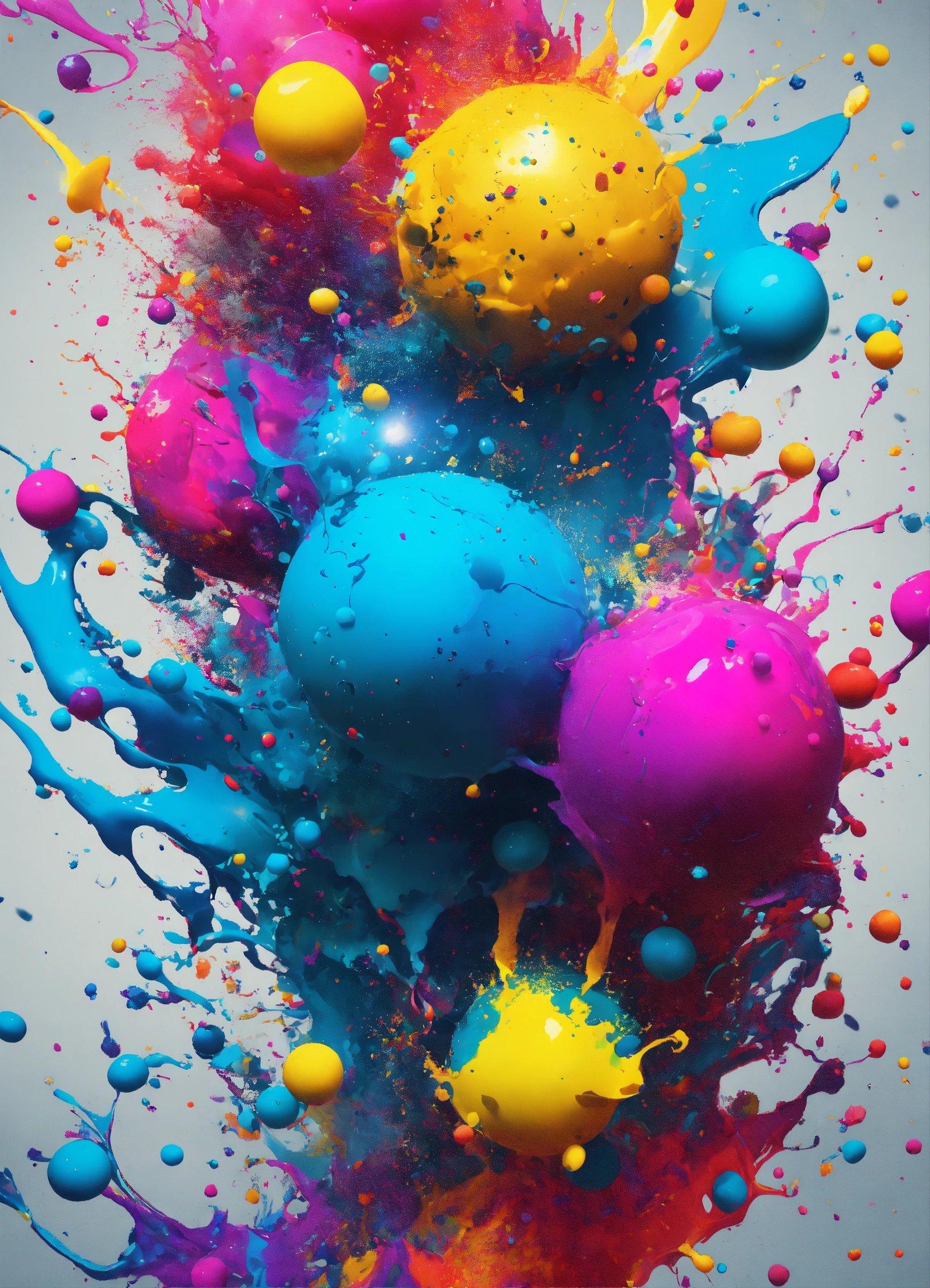 A Bunch Of Colorful Paint Splattered On Top Of Each Other