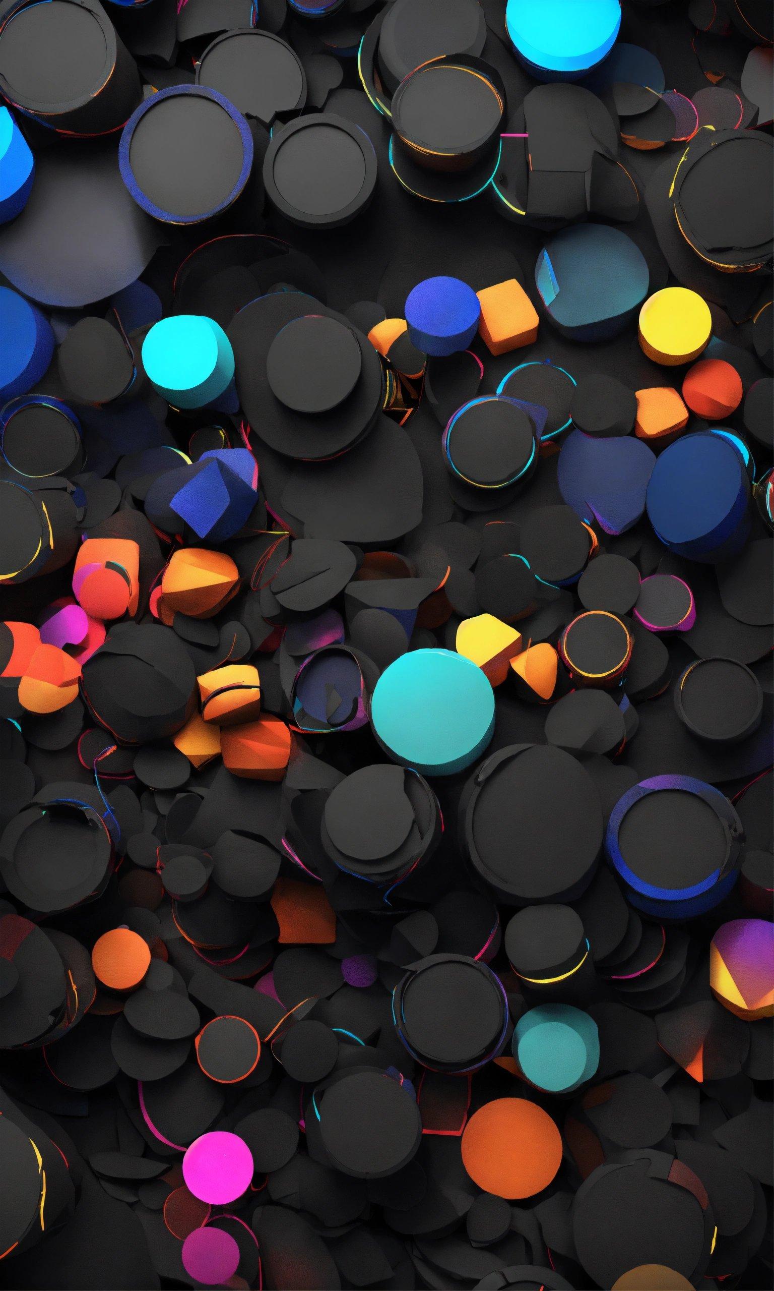 A Bunch Of Different Colored Circles On A Black Surface