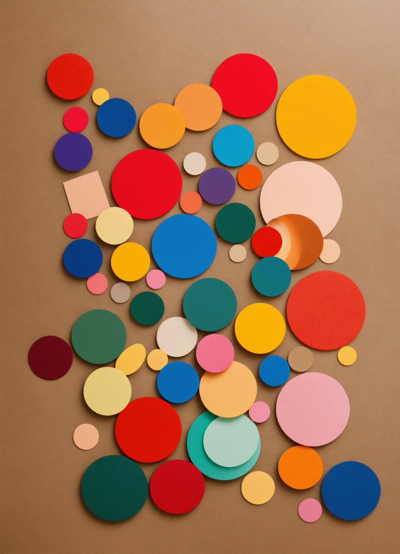 A Bunch Of Different Colored Circles On A Brown Background