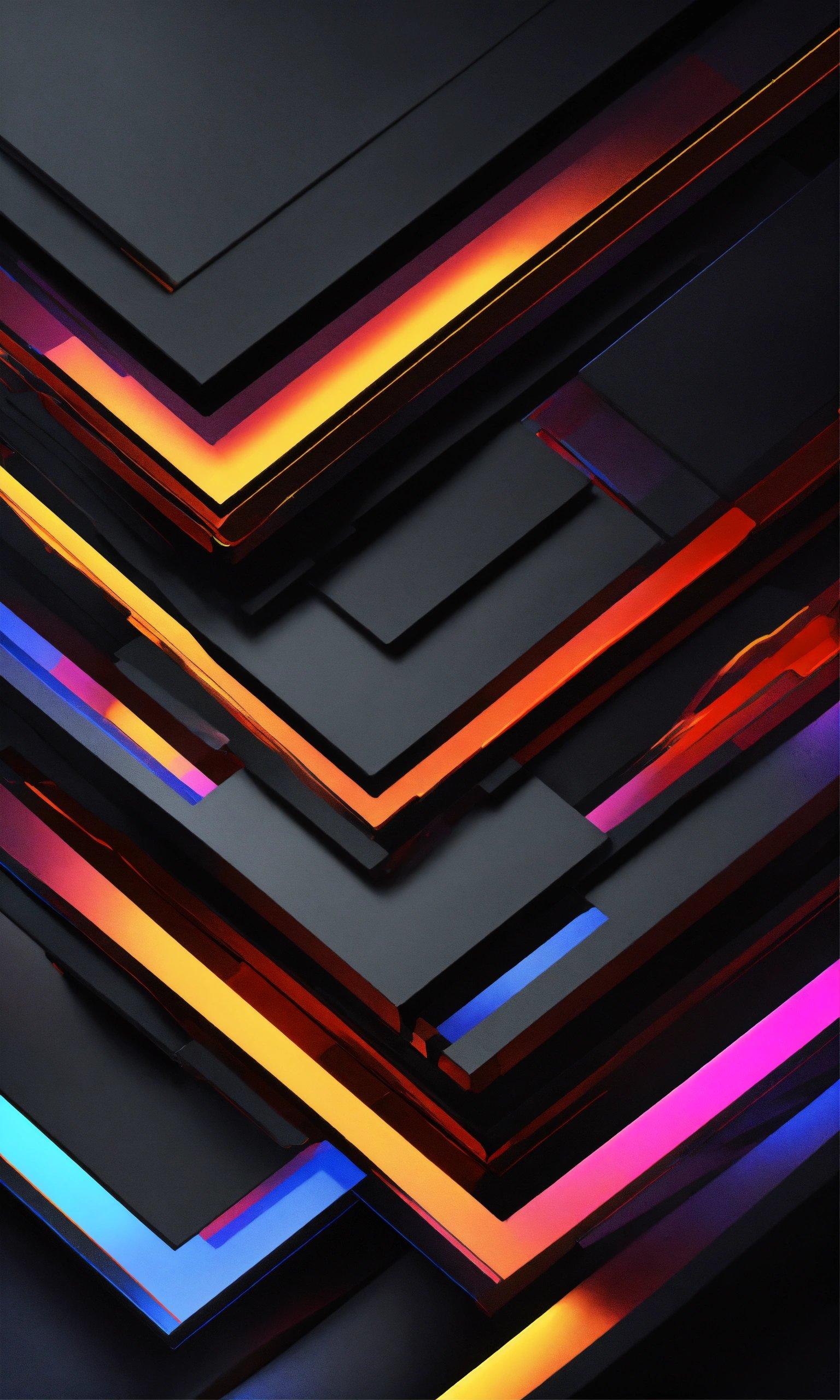 A Bunch Of Different Colored Lines On A Black Surface