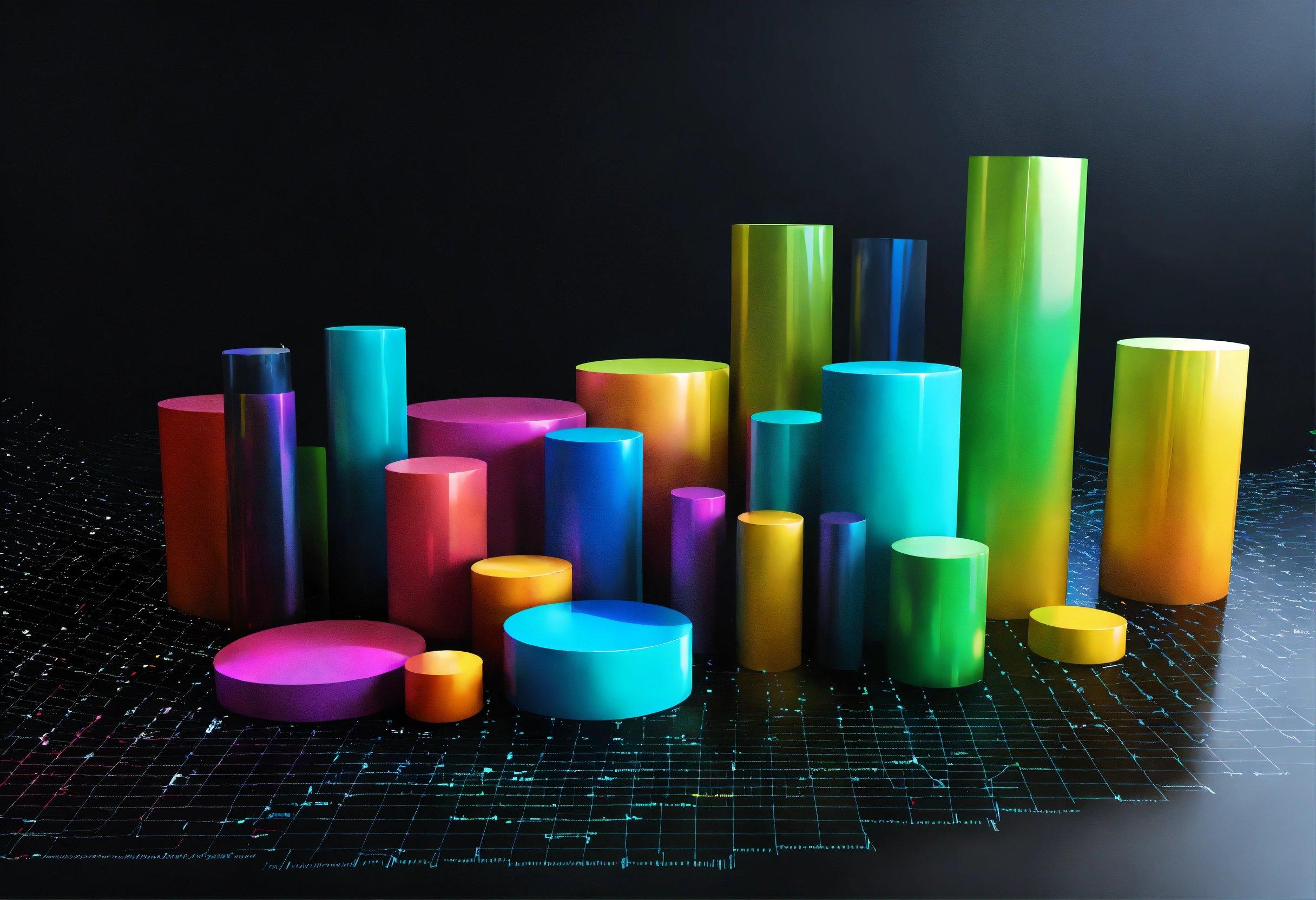 A Bunch Of Different Colored Objects On A Table