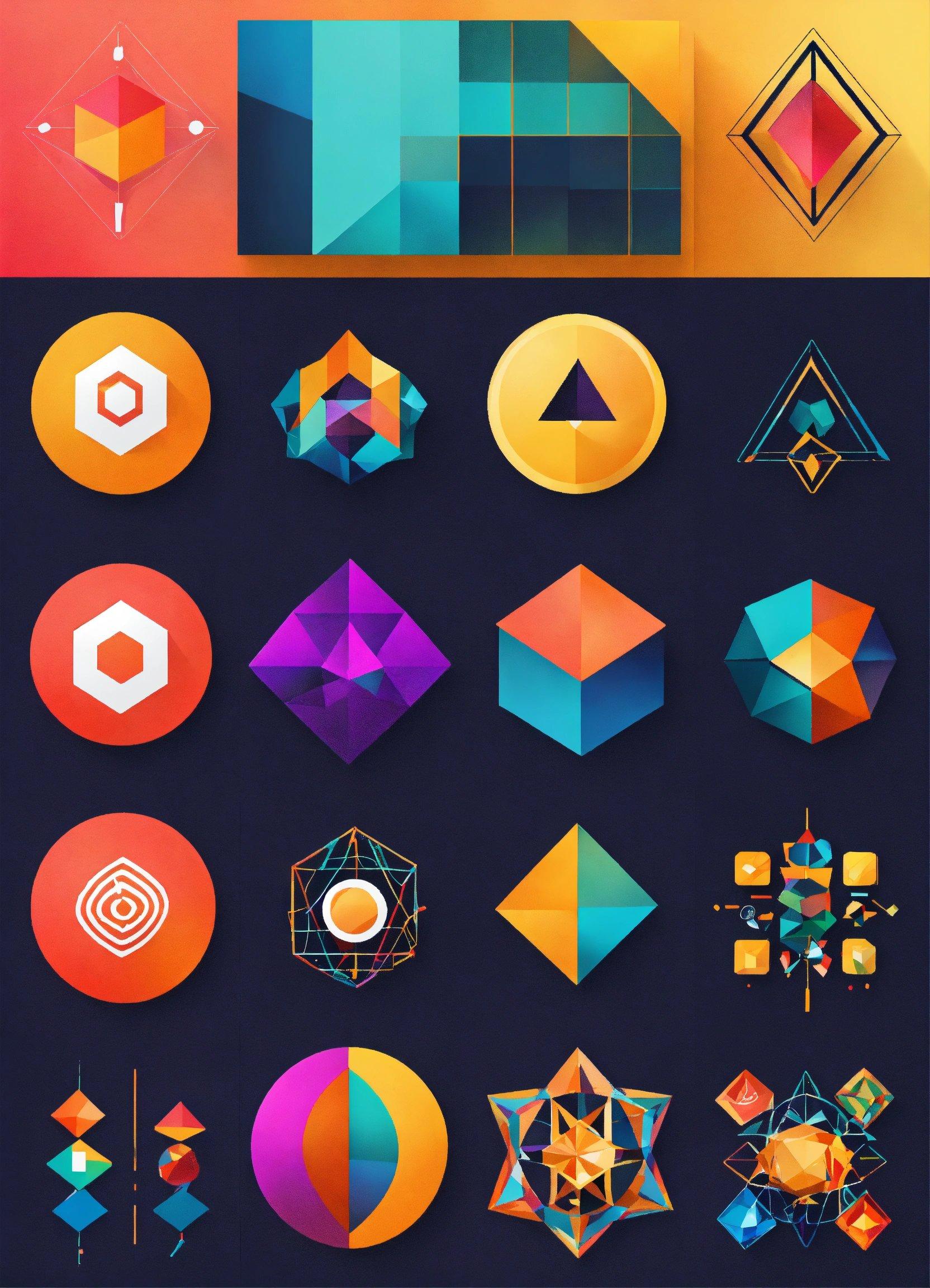 A Bunch Of Different Colored Shapes On A Black Background