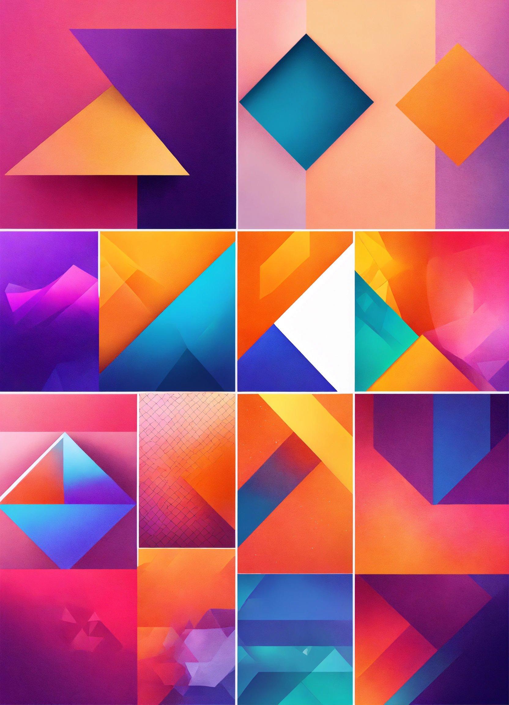 A Bunch Of Different Colored Shapes On A Wall