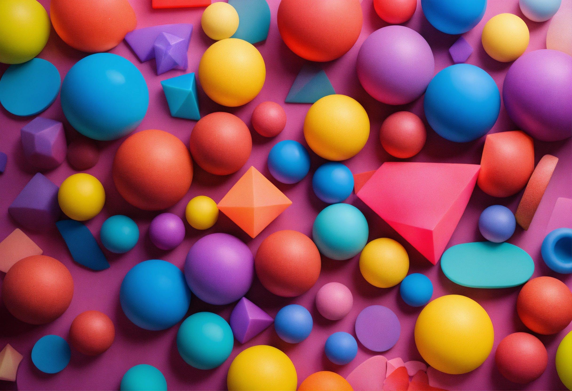 A Bunch Of Different Colored Toys On A Purple Surface