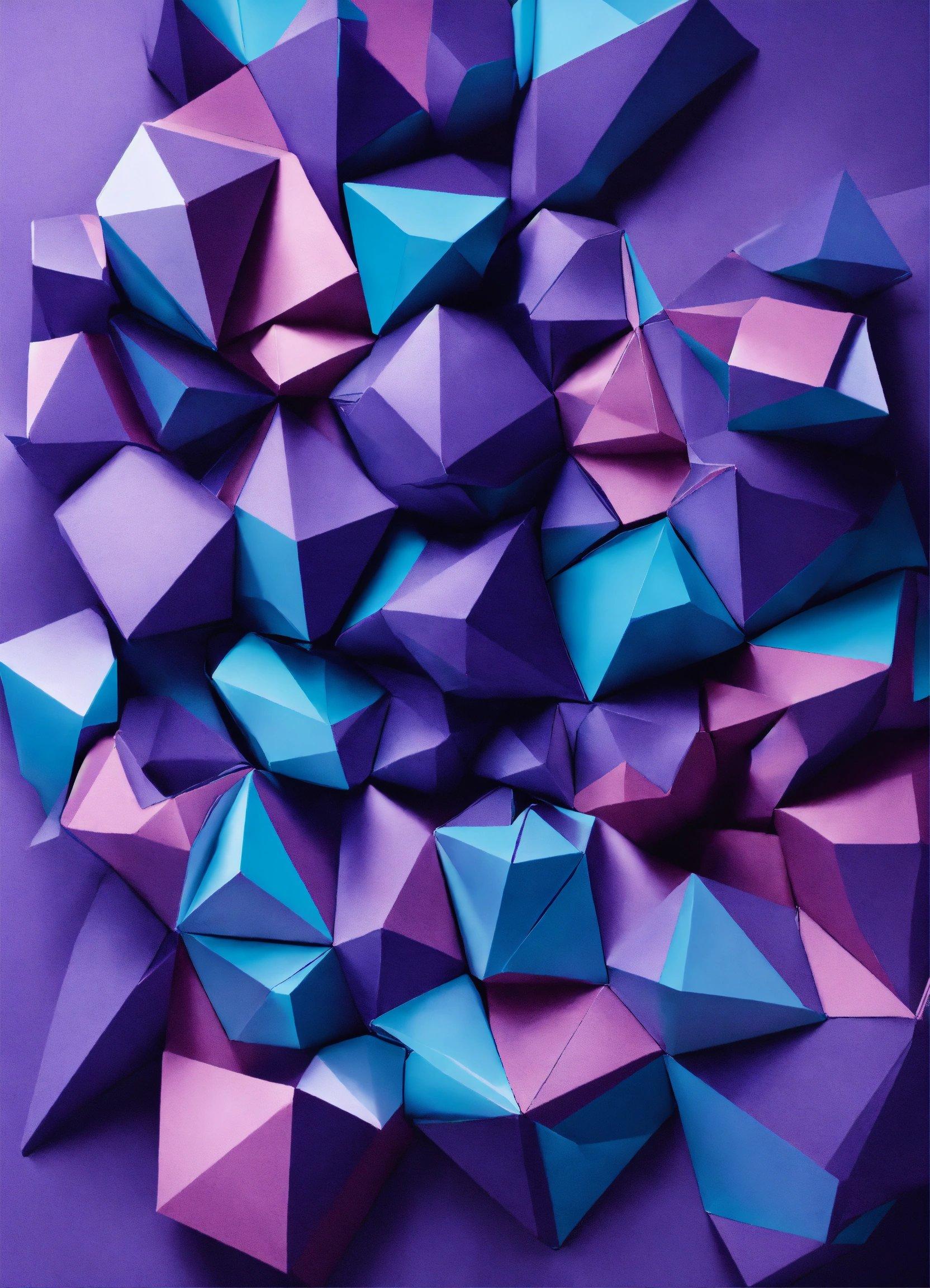 A Bunch Of Purple And Blue Cubes On A Purple Background