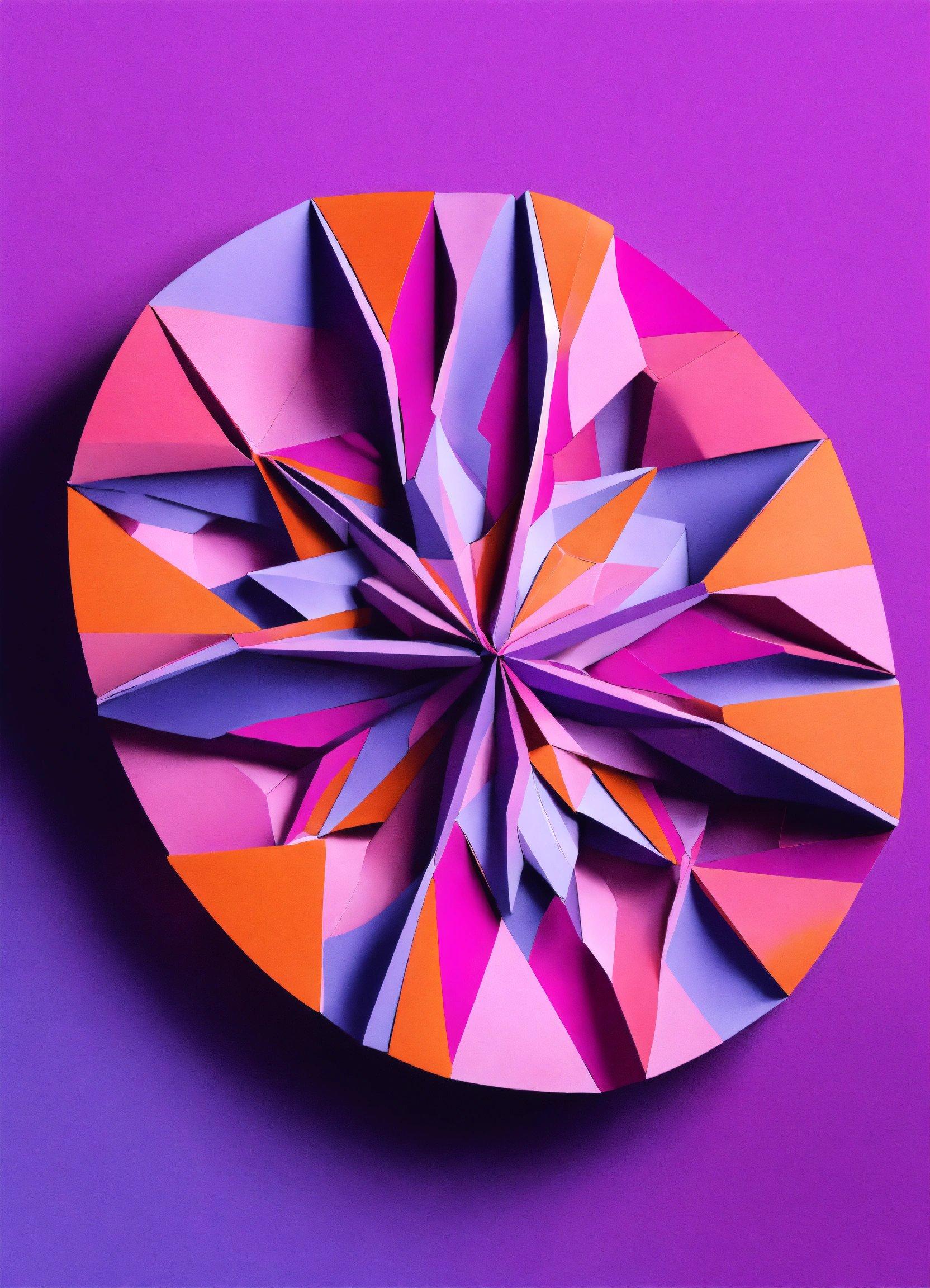 A Circular Object Made Out Of Paper On A Purple Background