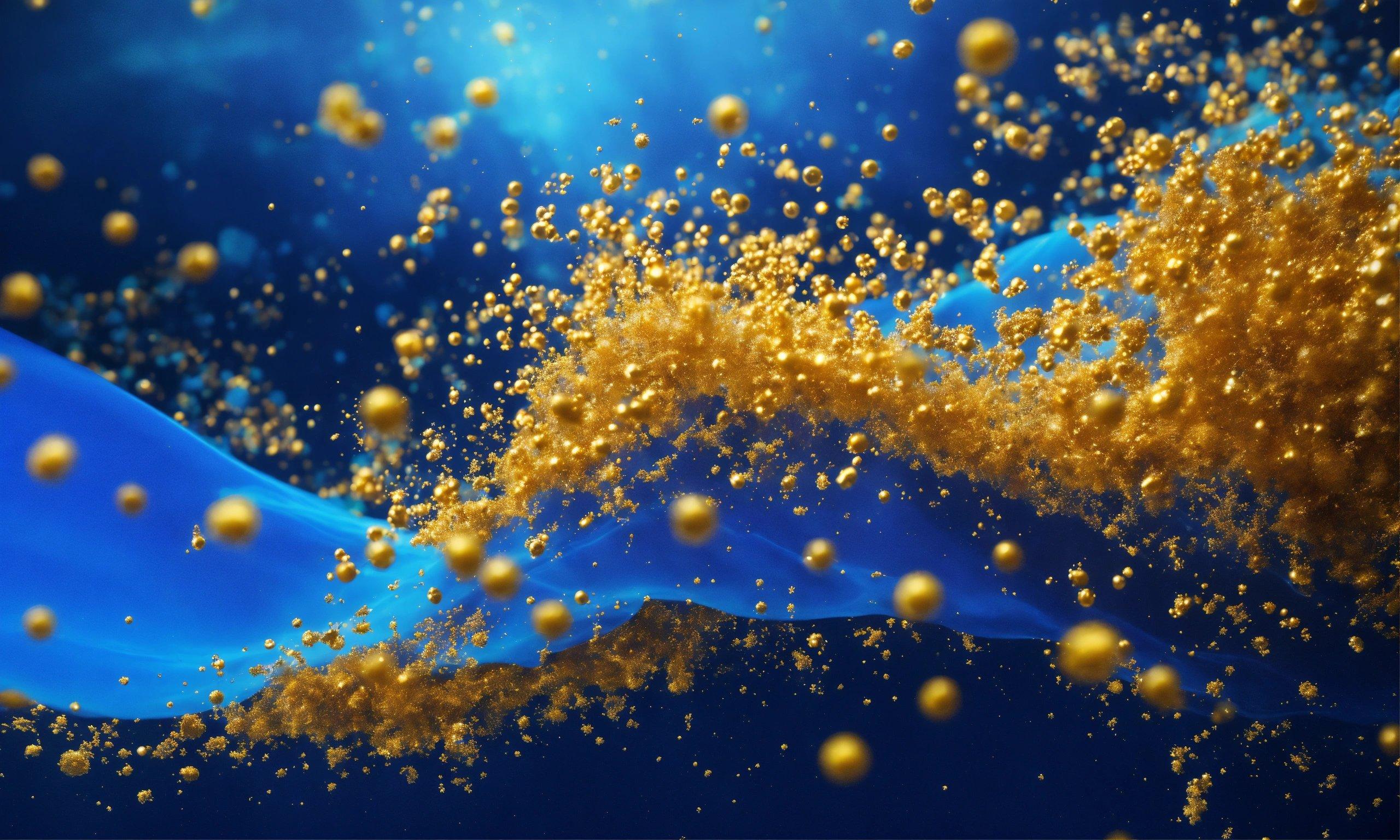 A Close Up Of A Blue And Gold Background