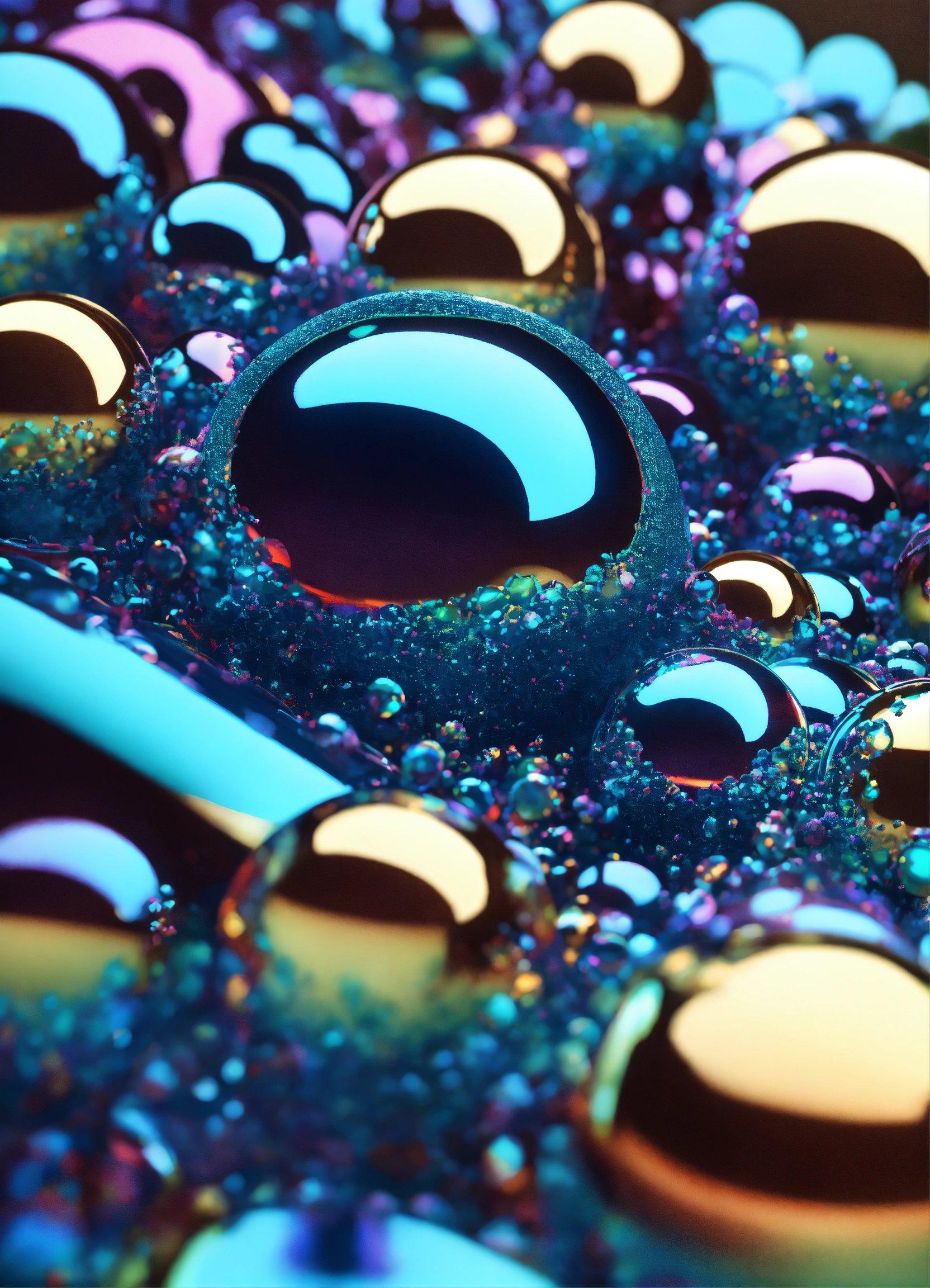 A Close Up Of A Bunch Of Bubbles On A Surface