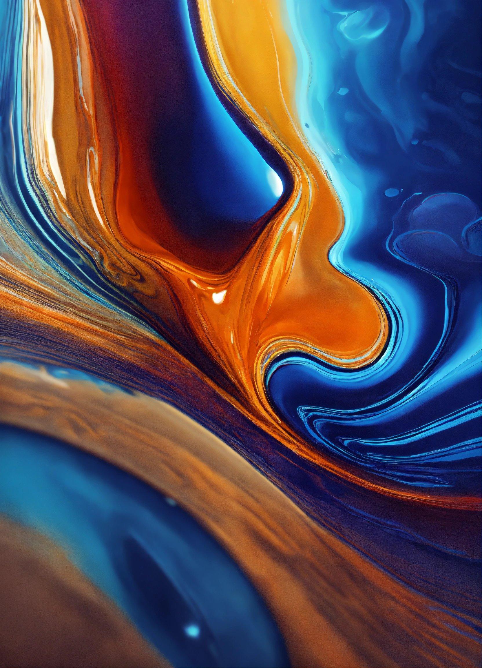 A Close Up Of A Cell Phone With A Liquid Painting On It