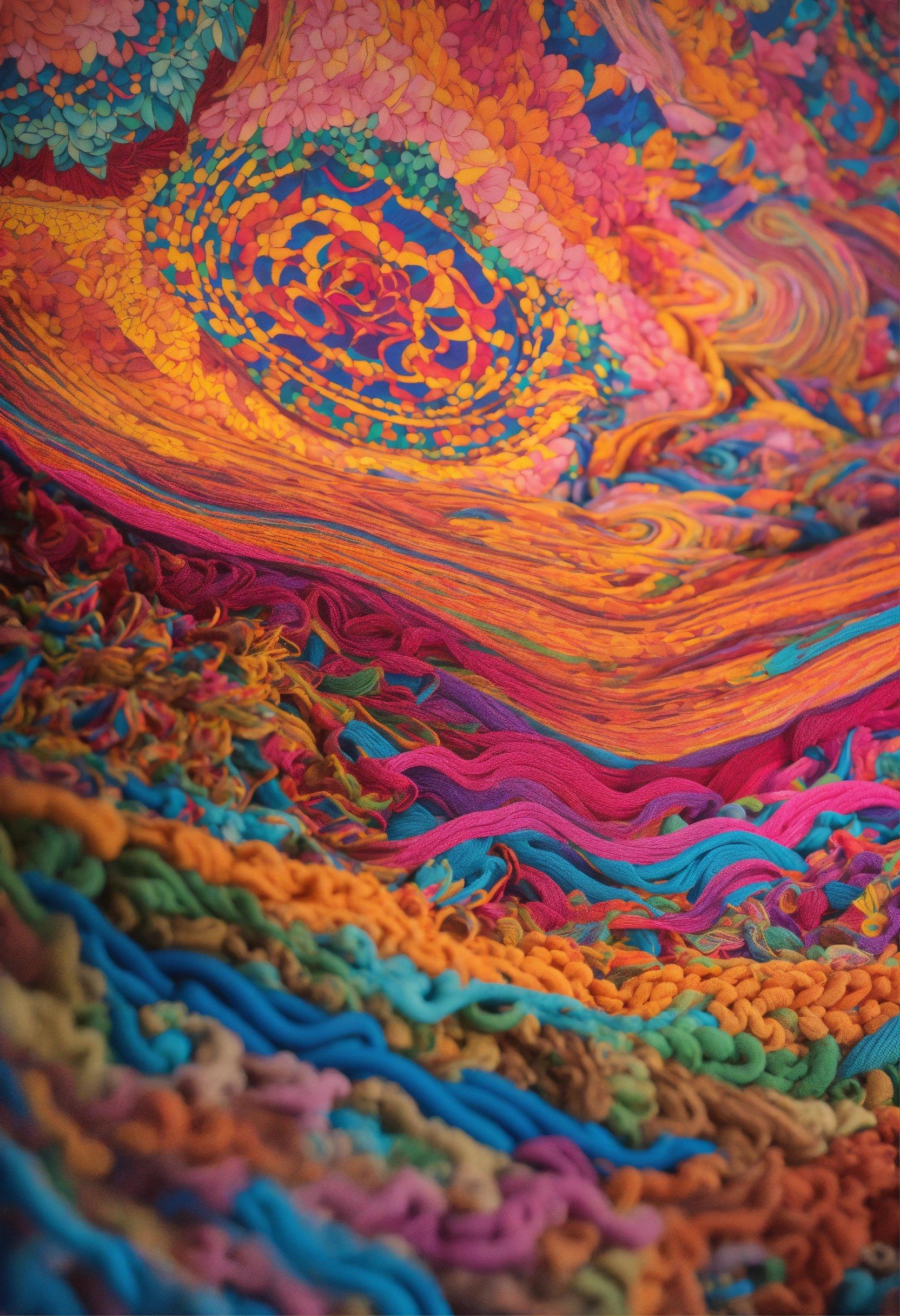 A Close Up Of A Colorful Crocheted Blanket