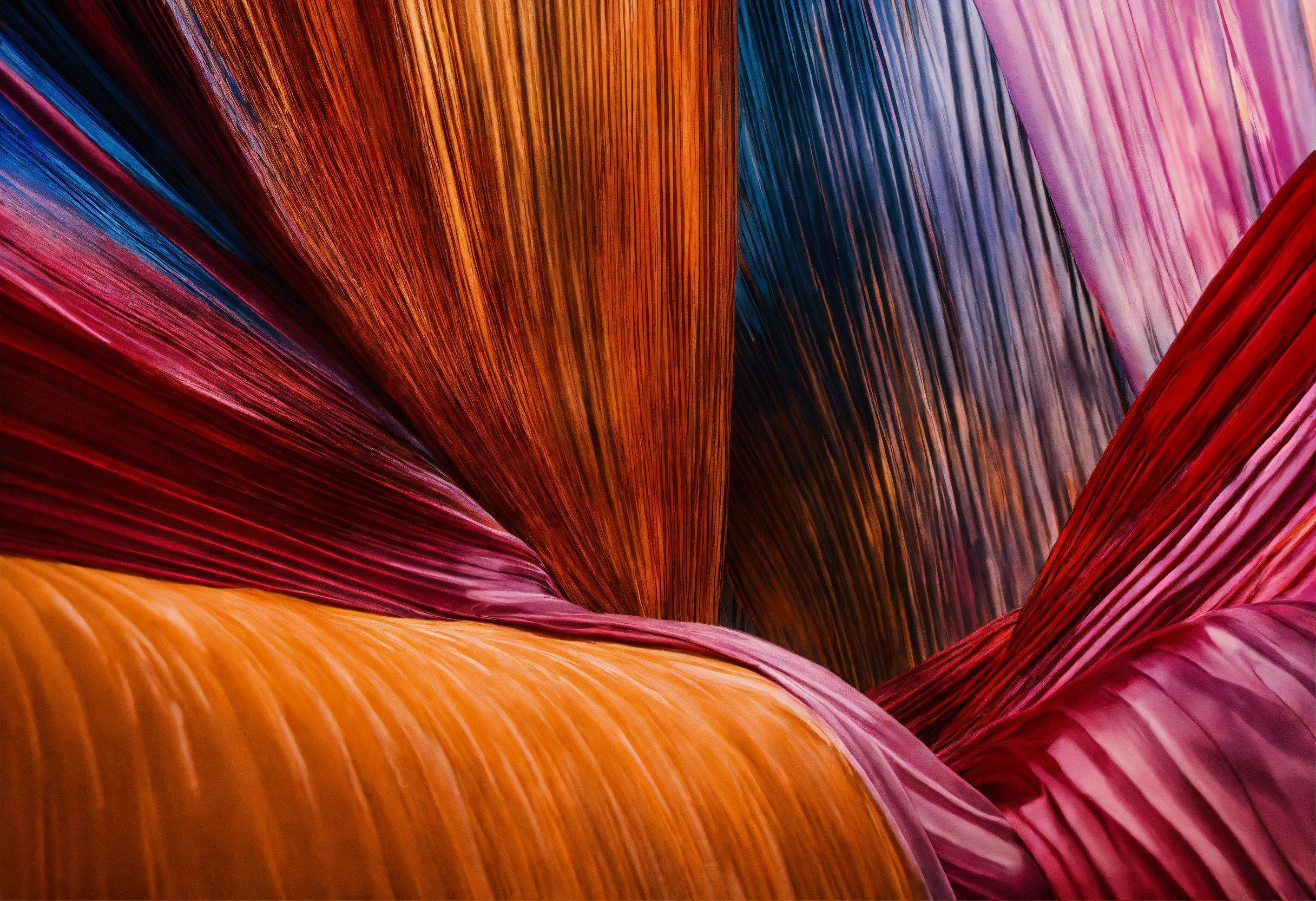 A Close Up Of A Colorful Curtain With A Black Background