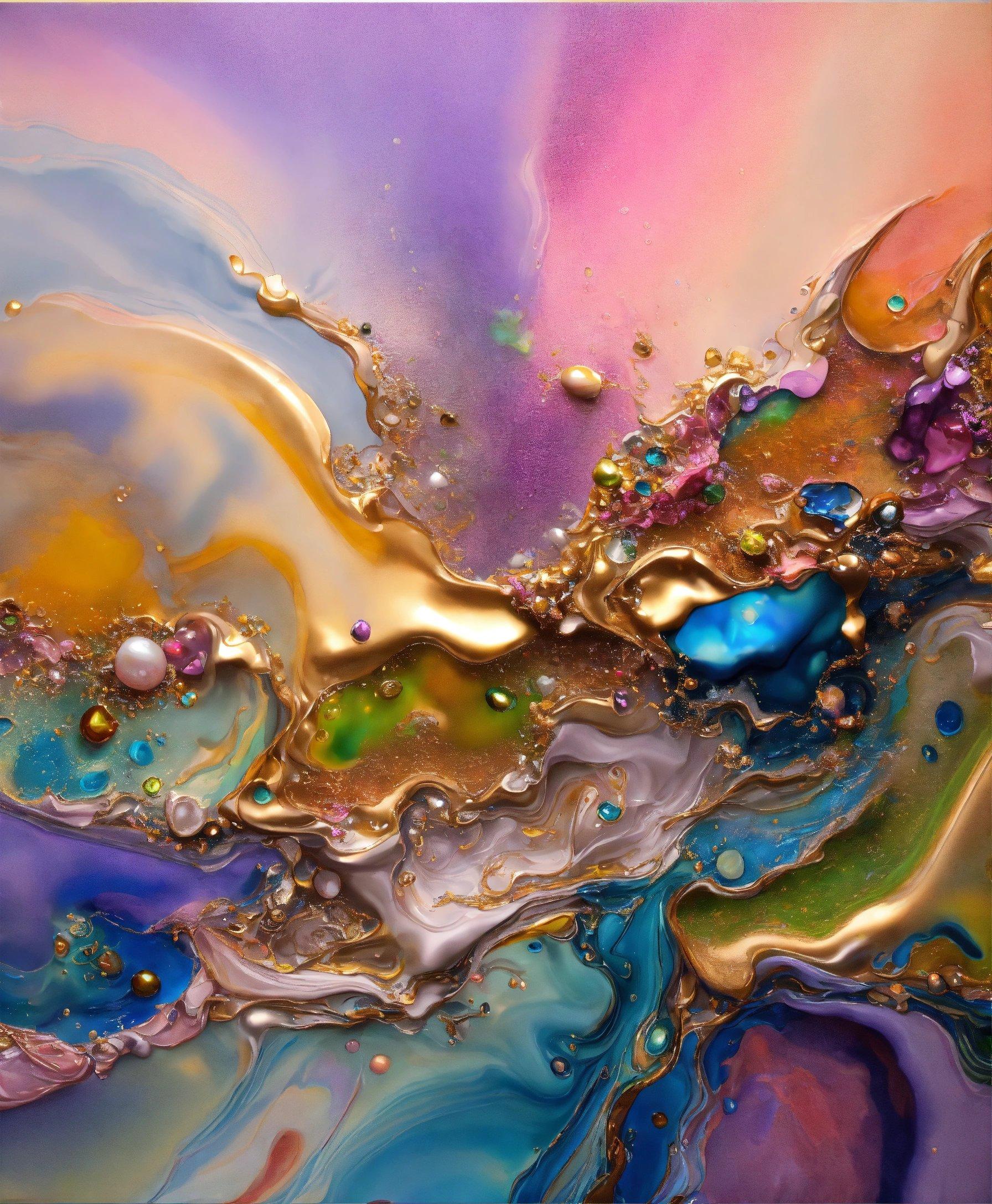 A Close Up Of A Colorful Liquid Painting