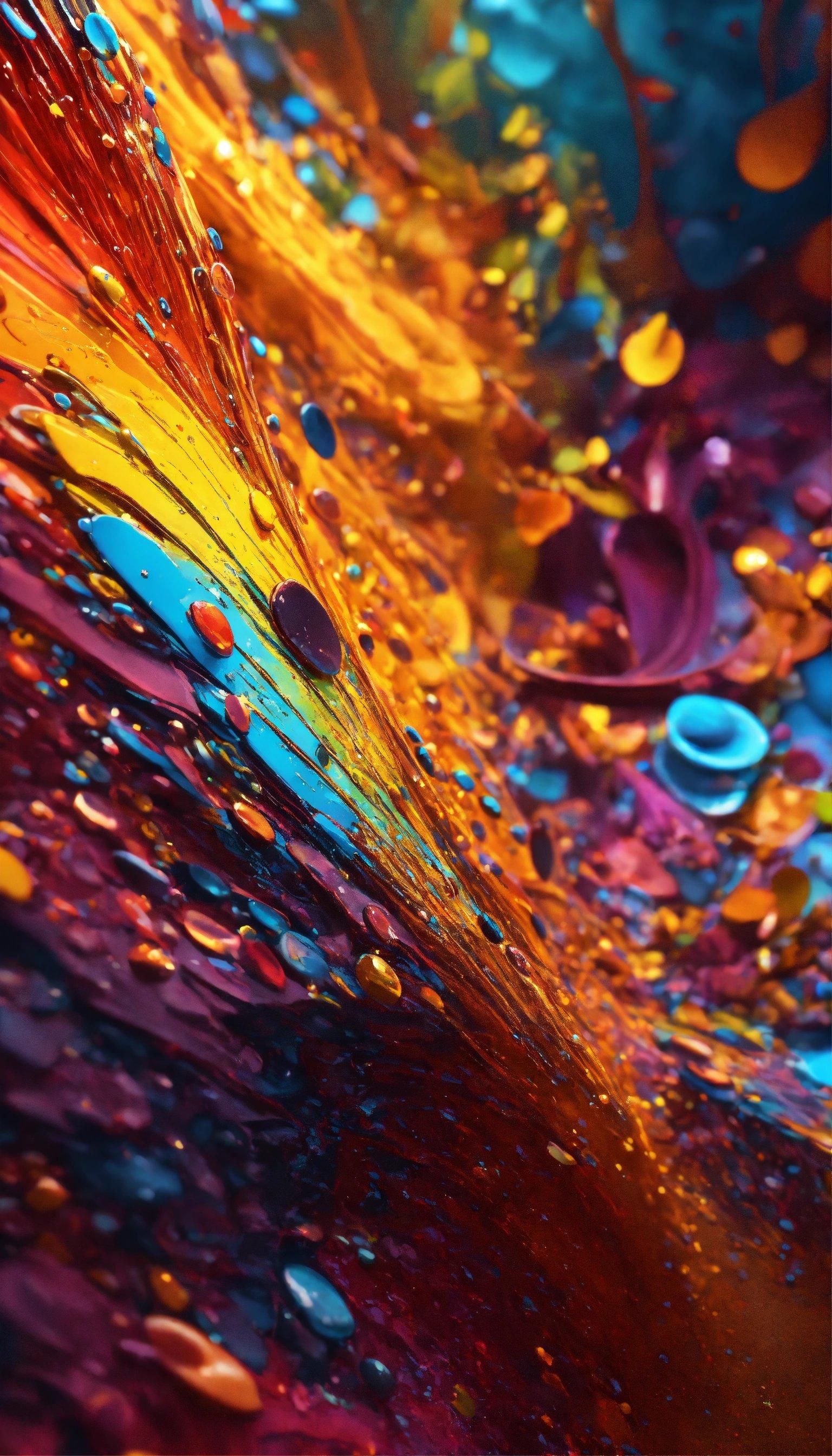 A Close Up Of A Colorful Object With Drops Of Water