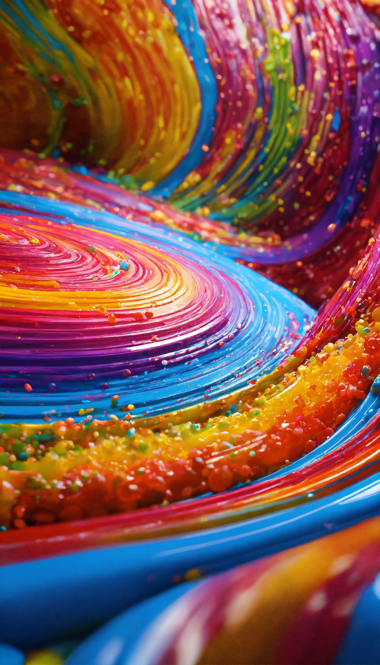 A Close Up Of A Colorful Object With Lots Of Paint On It