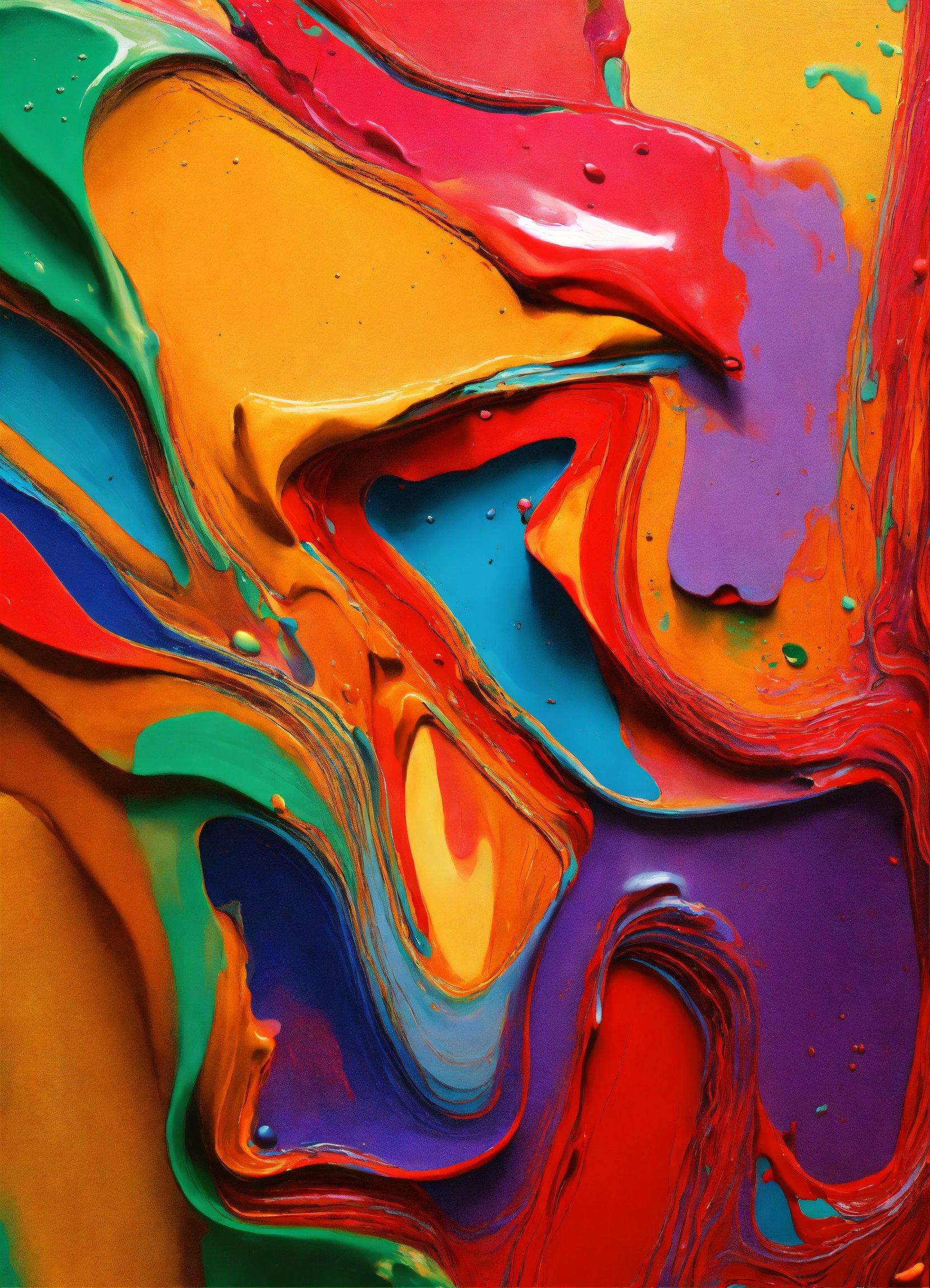 A Close Up Of A Colorful Painting With Lots Of Colors