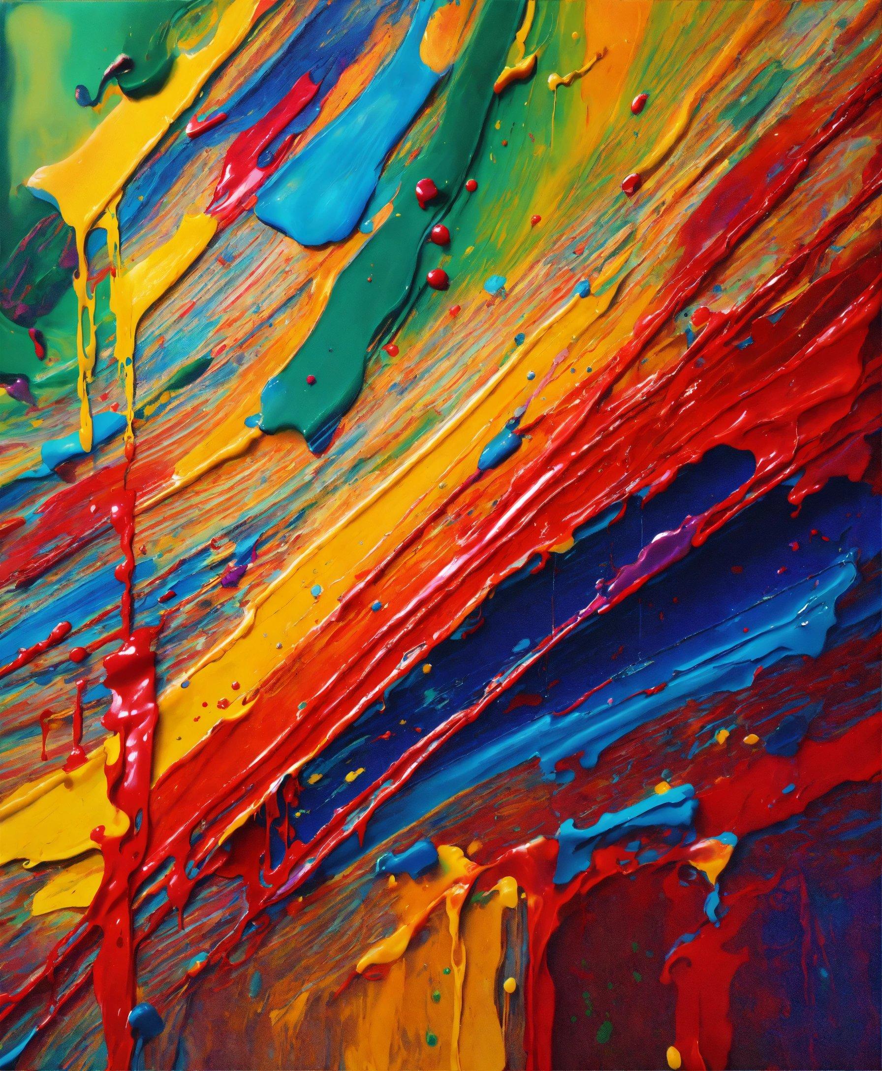 A Close Up Of A Colorful Painting With Lots Of Paint