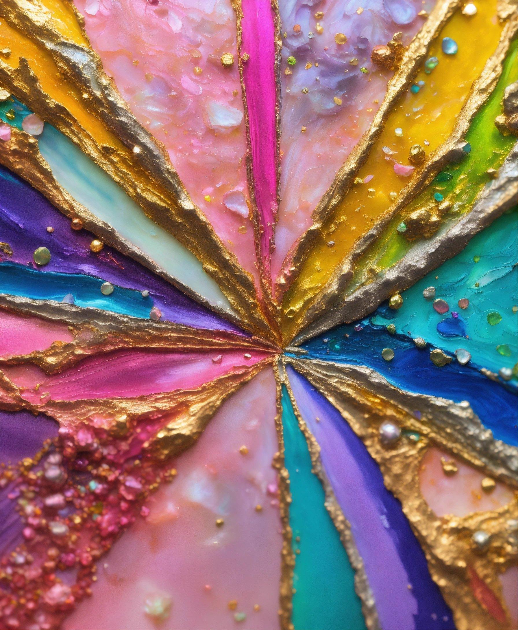 A Close Up Of A Colorful Umbrella With Drops Of Water On It