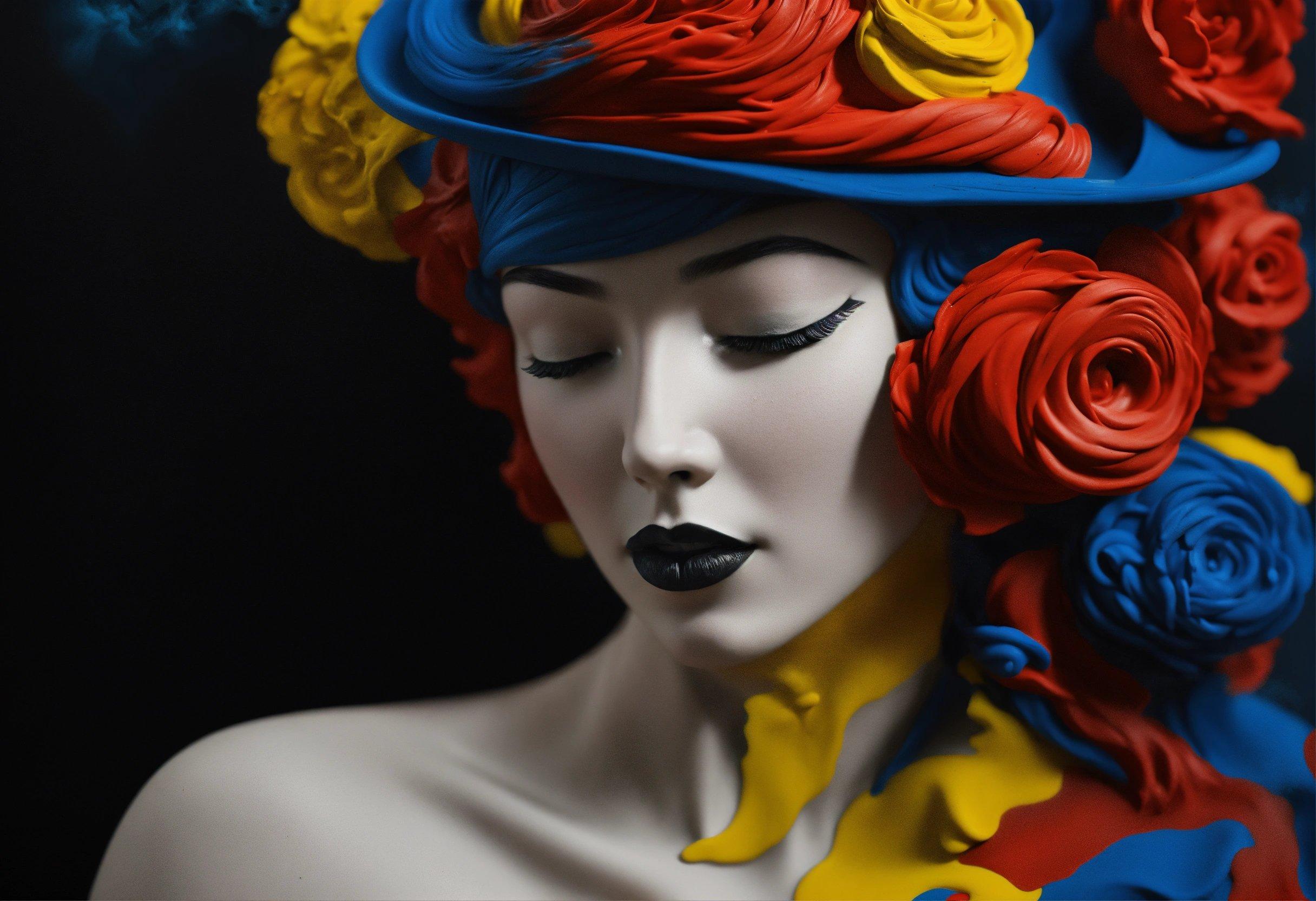 A Close Up Of A Mannequin Wearing A Hat With Roses On It