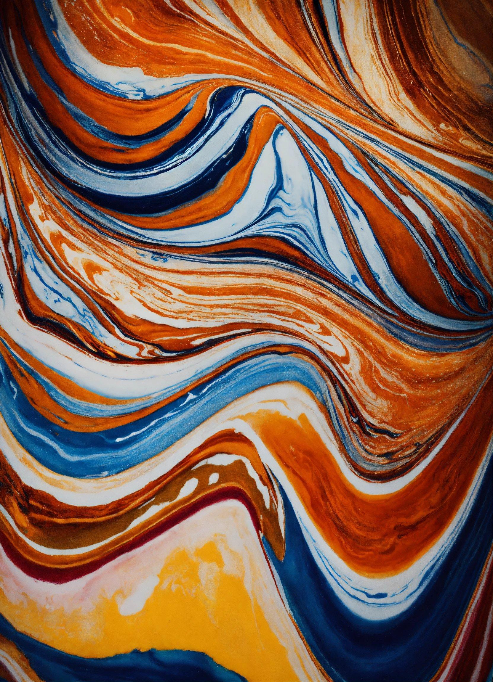 A Close Up Of A Painting Of A Wave