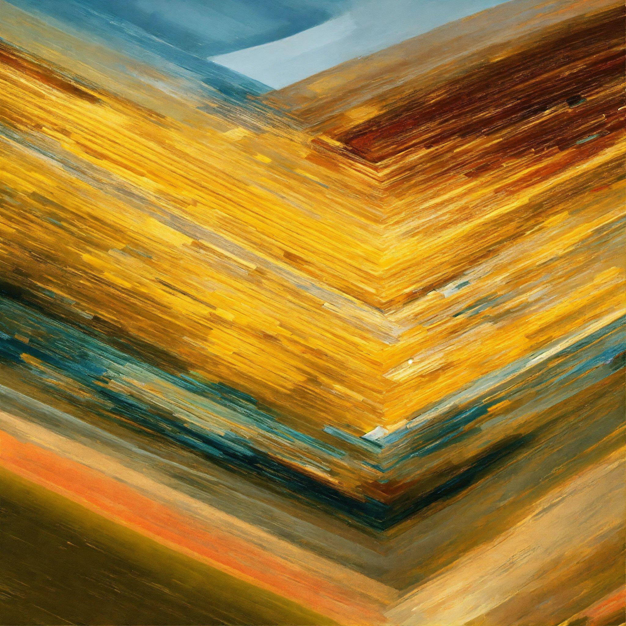 A Close Up Of A Painting Of Yellow And Blue